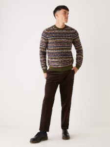 The Cropped Tapered Fit Corduroy Pant in Brown sold by Frank & Oak