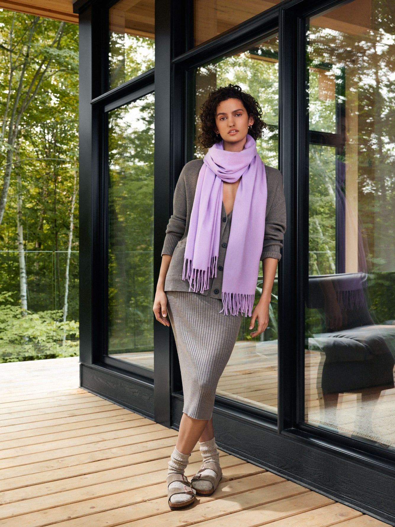 The Merino Cardigan Sweater in Beige Grey sold by Frank & Oak product image thumbnail 2