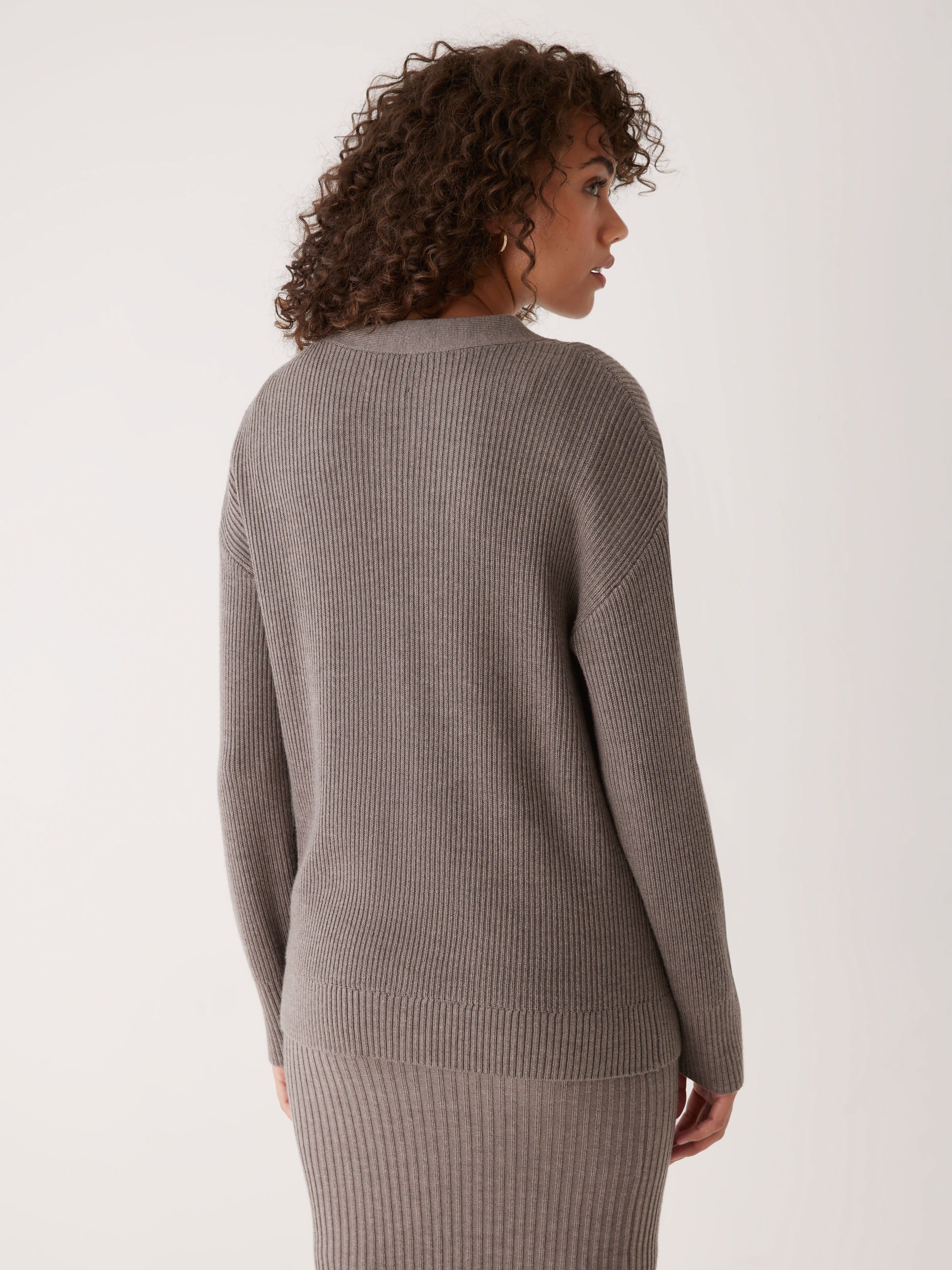 The Merino Cardigan Sweater in Beige Grey sold by Frank & Oak product image thumbnail 4