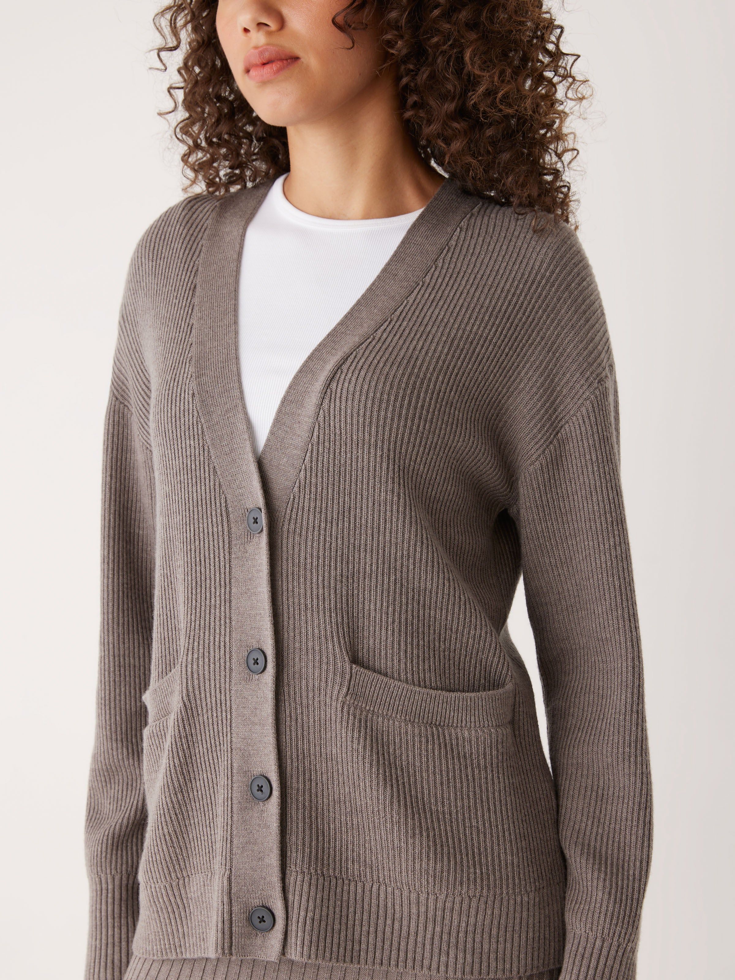 The Merino Cardigan Sweater in Beige Grey sold by Frank & Oak product image thumbnail 5