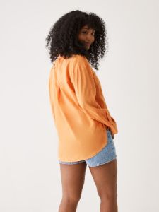 The Oversized Linen Shirt in Apricot sold by Frank & Oak