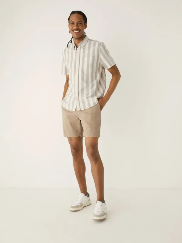The Striped Short Sleeve Jasper Shirt in Umber sold by Frank & Oak