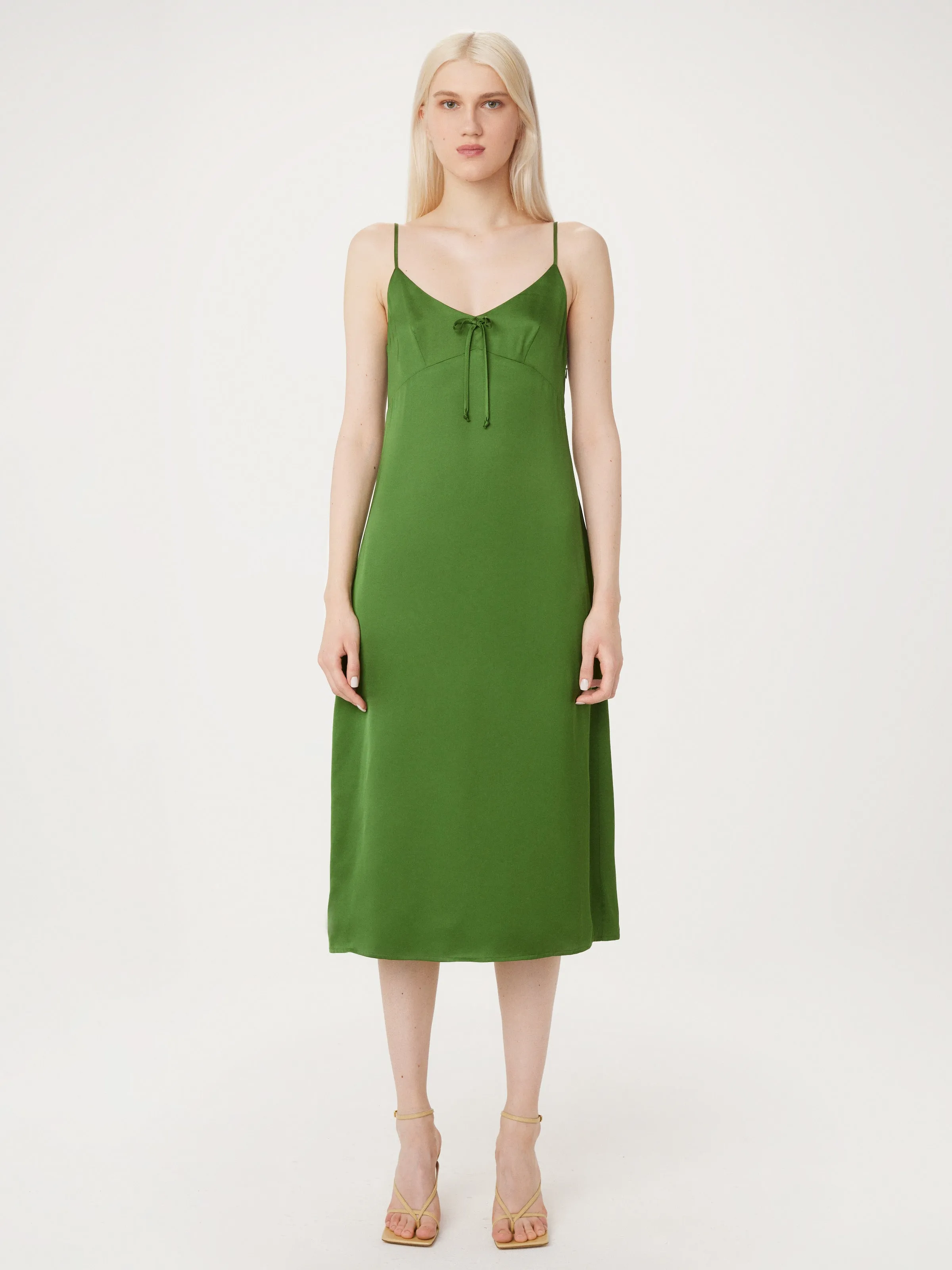 The Satin Slip Dress in Military Green sold by Frank & Oak product image thumbnail 4