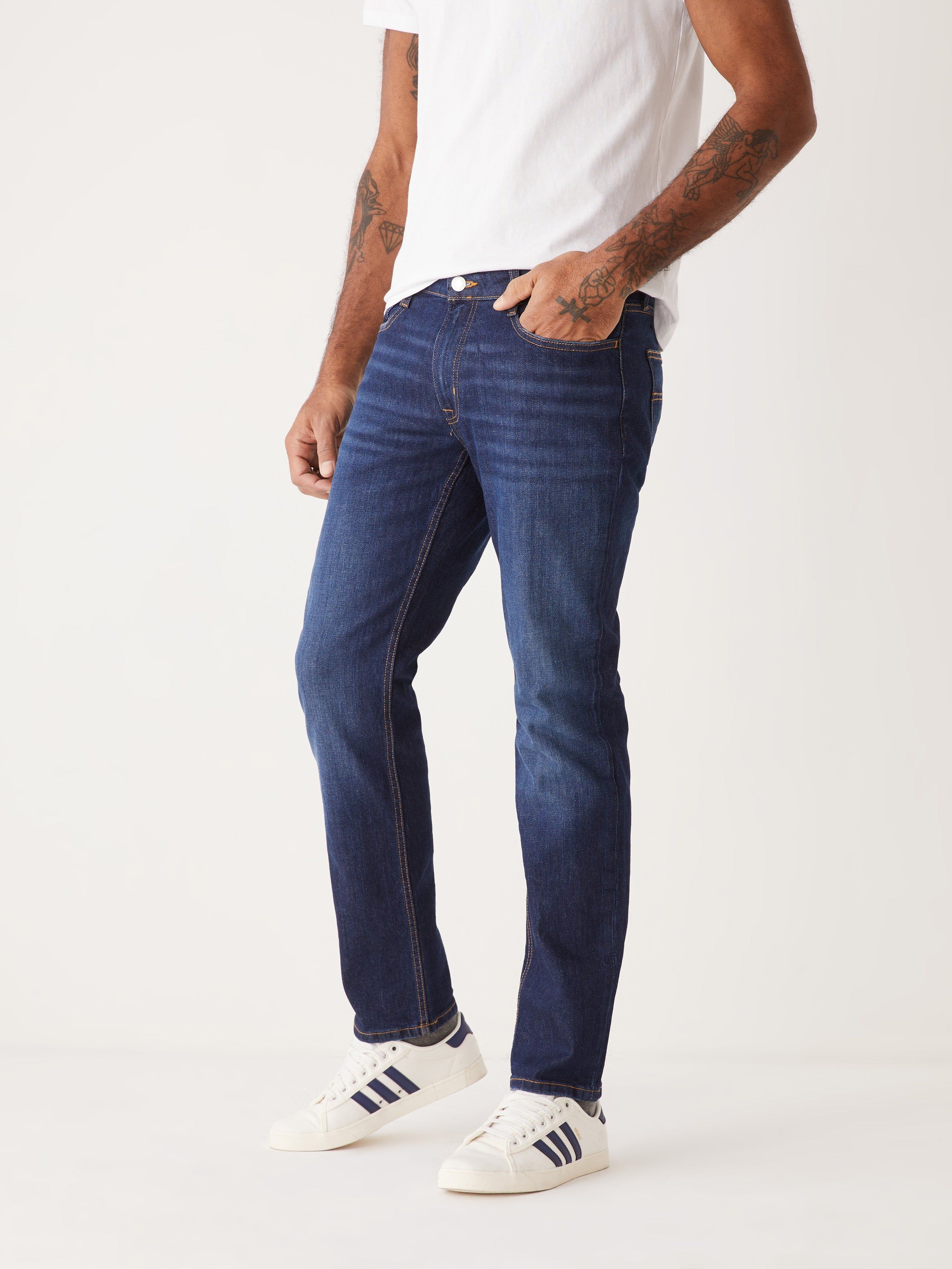 The Slim Fit Jean in Blue sold by Frank & Oak