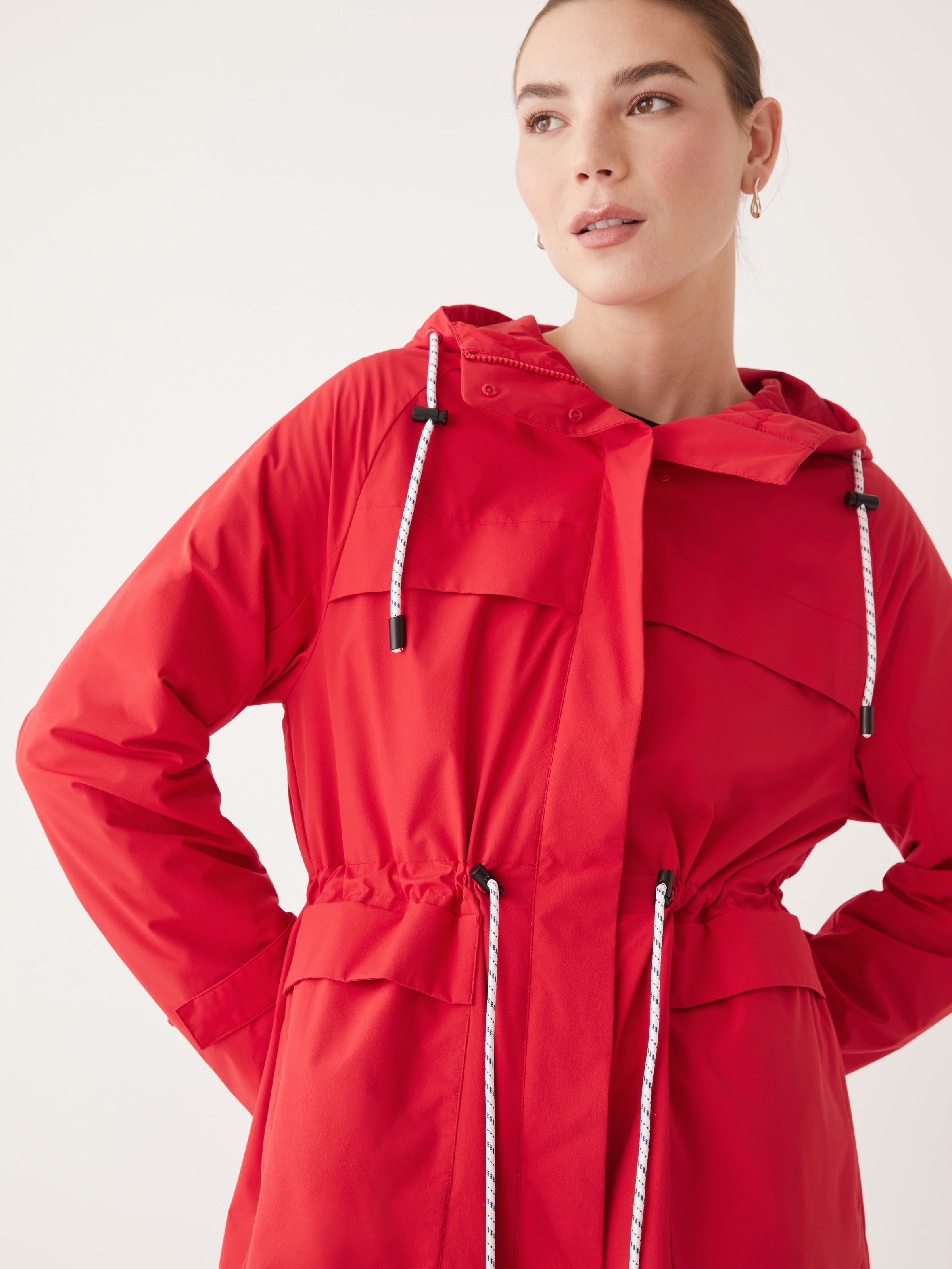 The Stanley Rain Jacket in Red sold by Frank & Oak