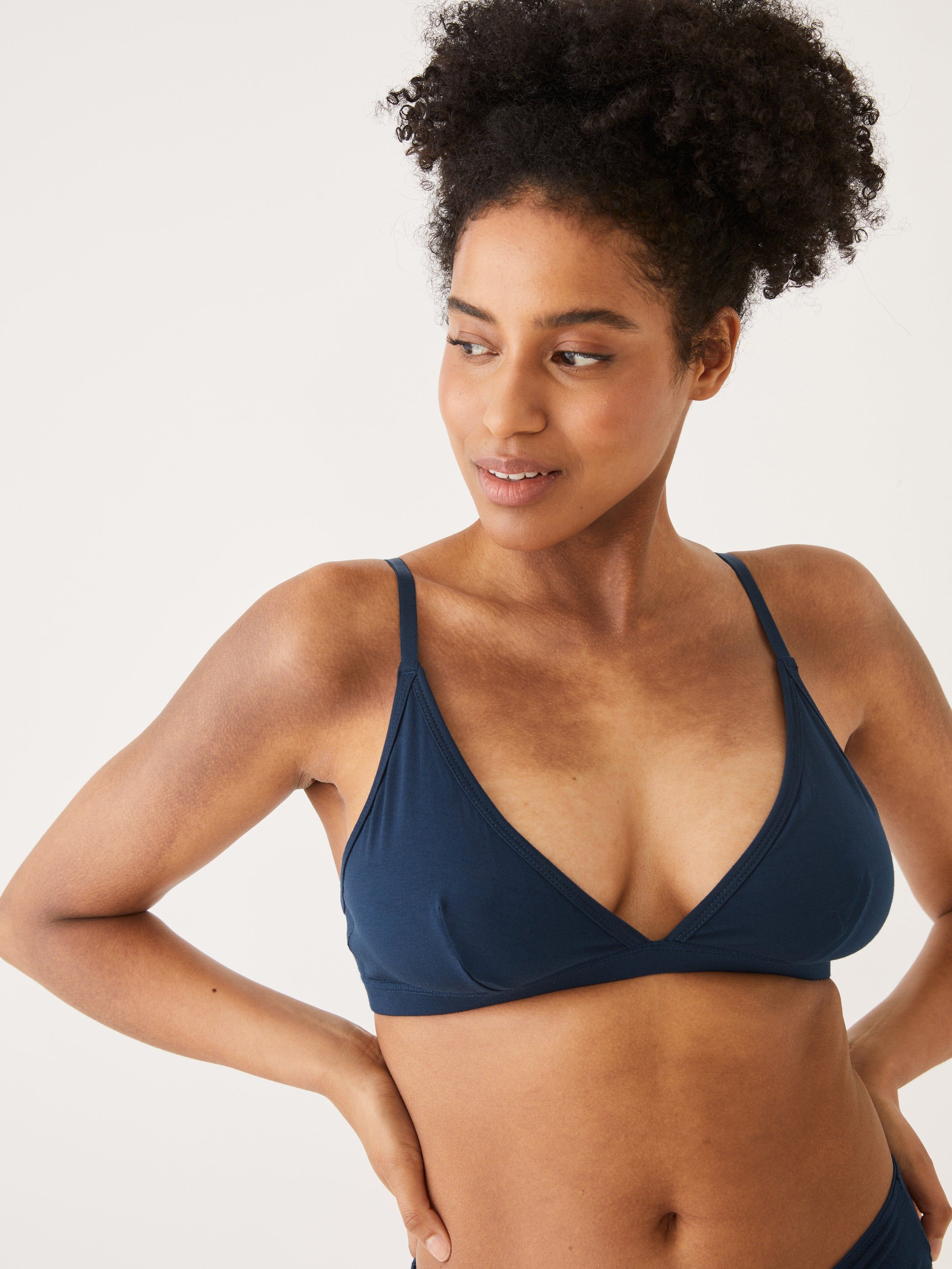 The Fluid Pull-On Triangle Bralette in Dark Blue sold by Frank & Oak product image thumbnail 2