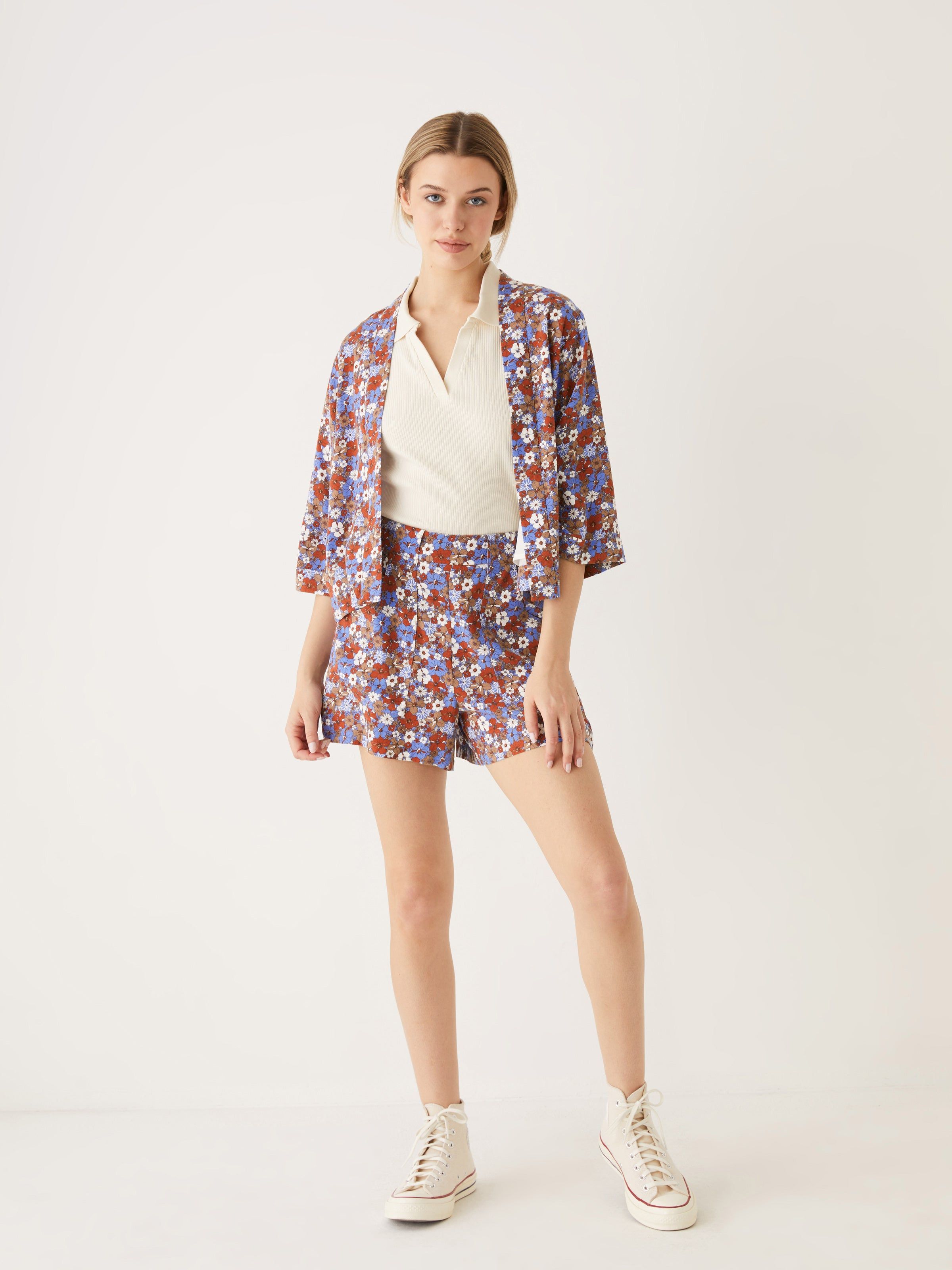The Floral Pull On Short in Dazzling Blue sold by Frank & Oak product image thumbnail 5
