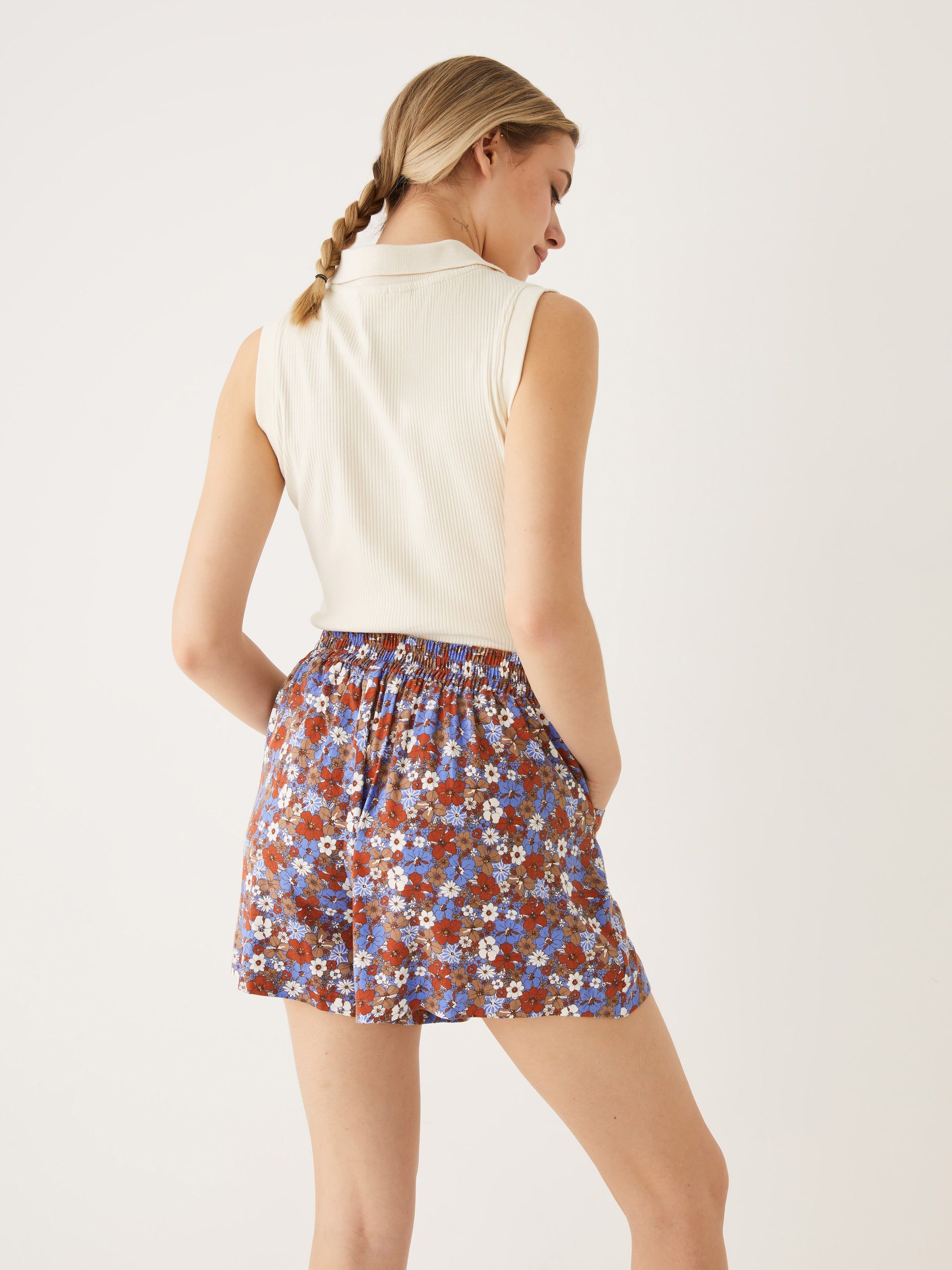 The Floral Pull On Short in Dazzling Blue sold by Frank & Oak product image thumbnail 4