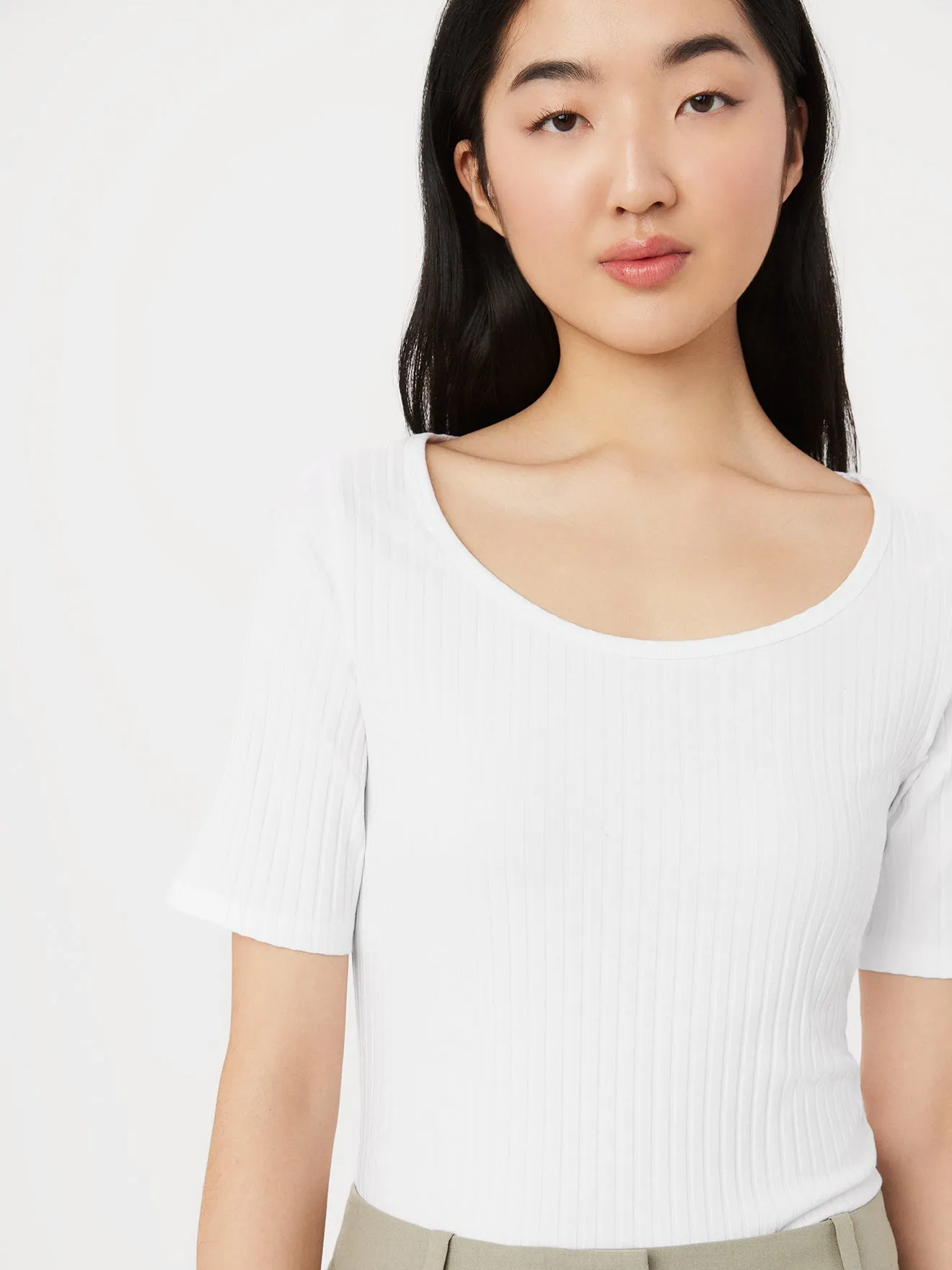 The Slim Ribbed Top in Bright White sold by Frank & Oak