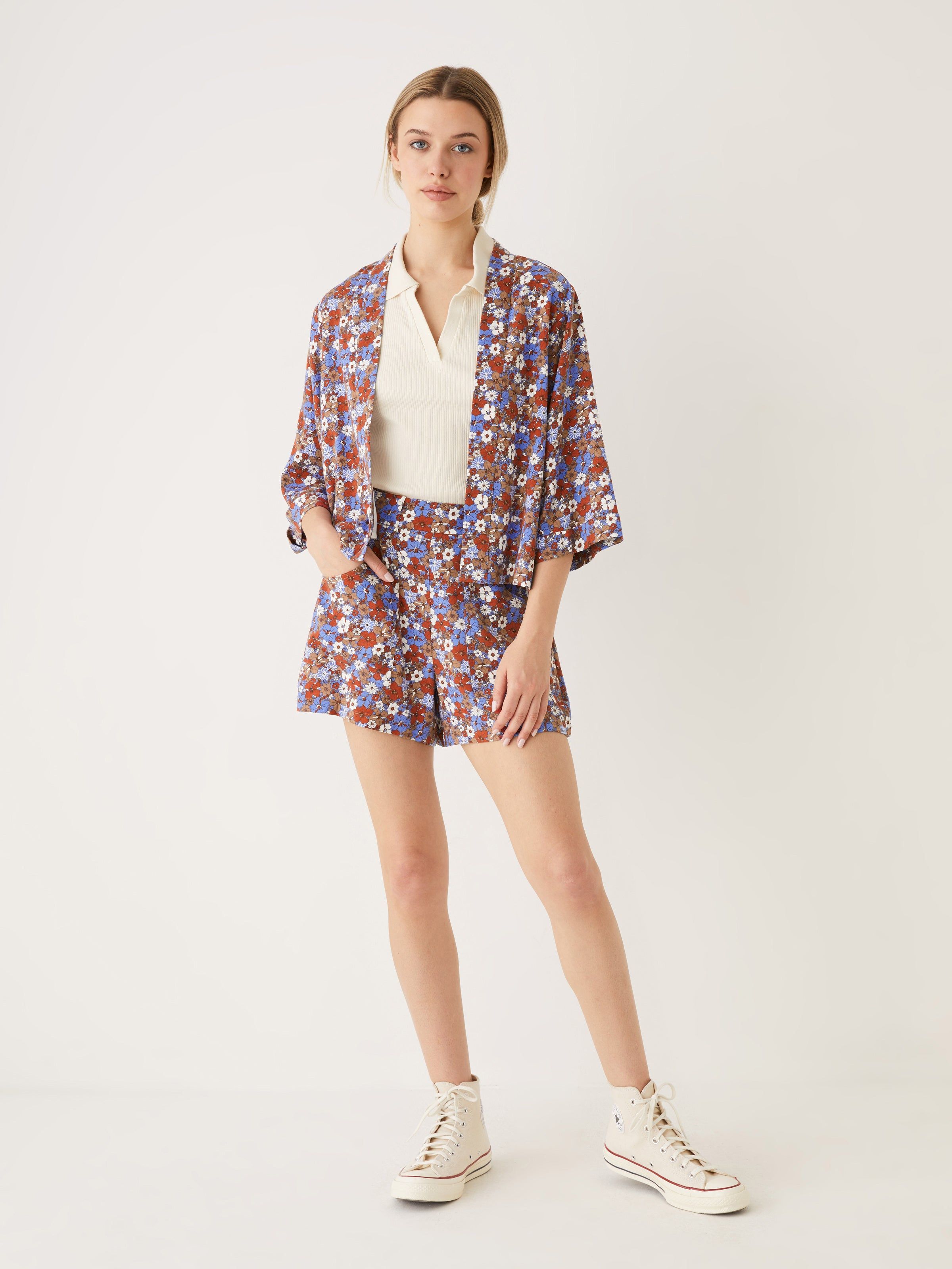 The Floral Pull On Short in Dazzling Blue sold by Frank & Oak product image thumbnail 7