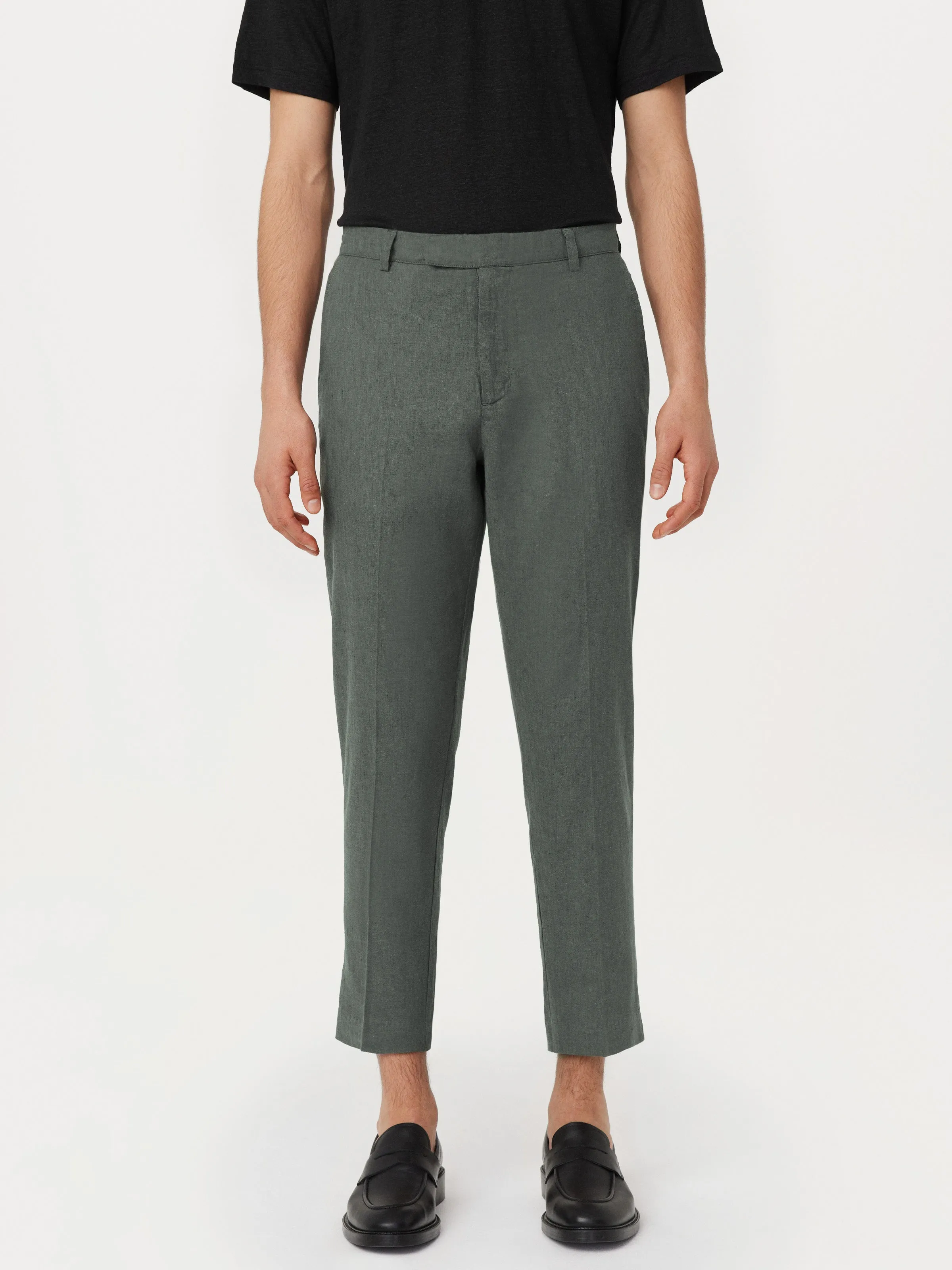 The Colin Tapered Linen Pant in Smoky Green sold by Frank & Oak product image thumbnail 3
