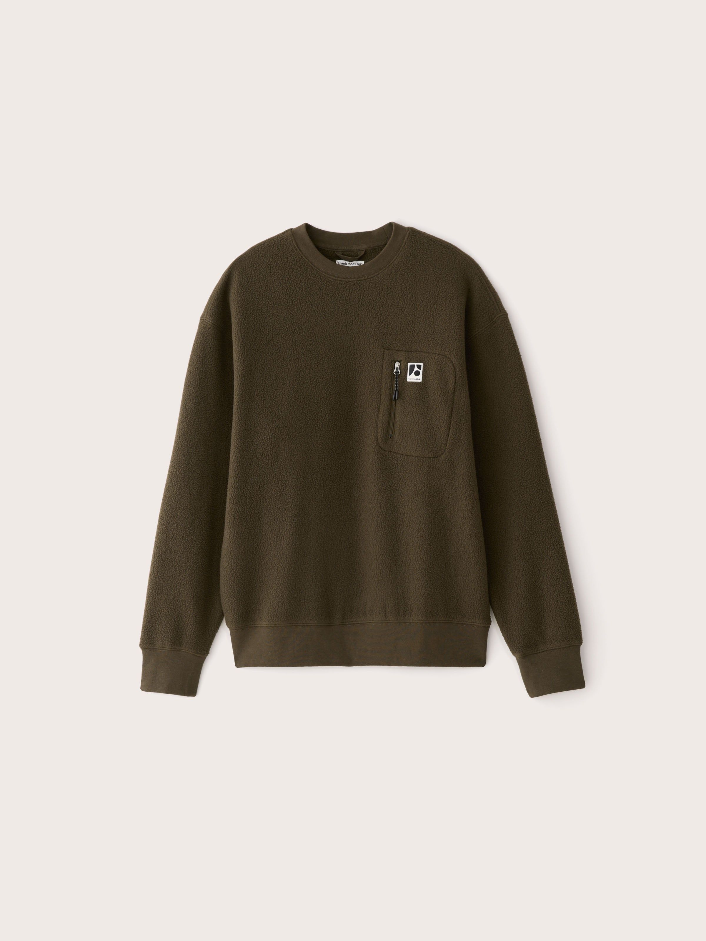 The Explorer Polar Fleece Crewneck in Dark Taupe sold by Frank & Oak product image thumbnail 5
