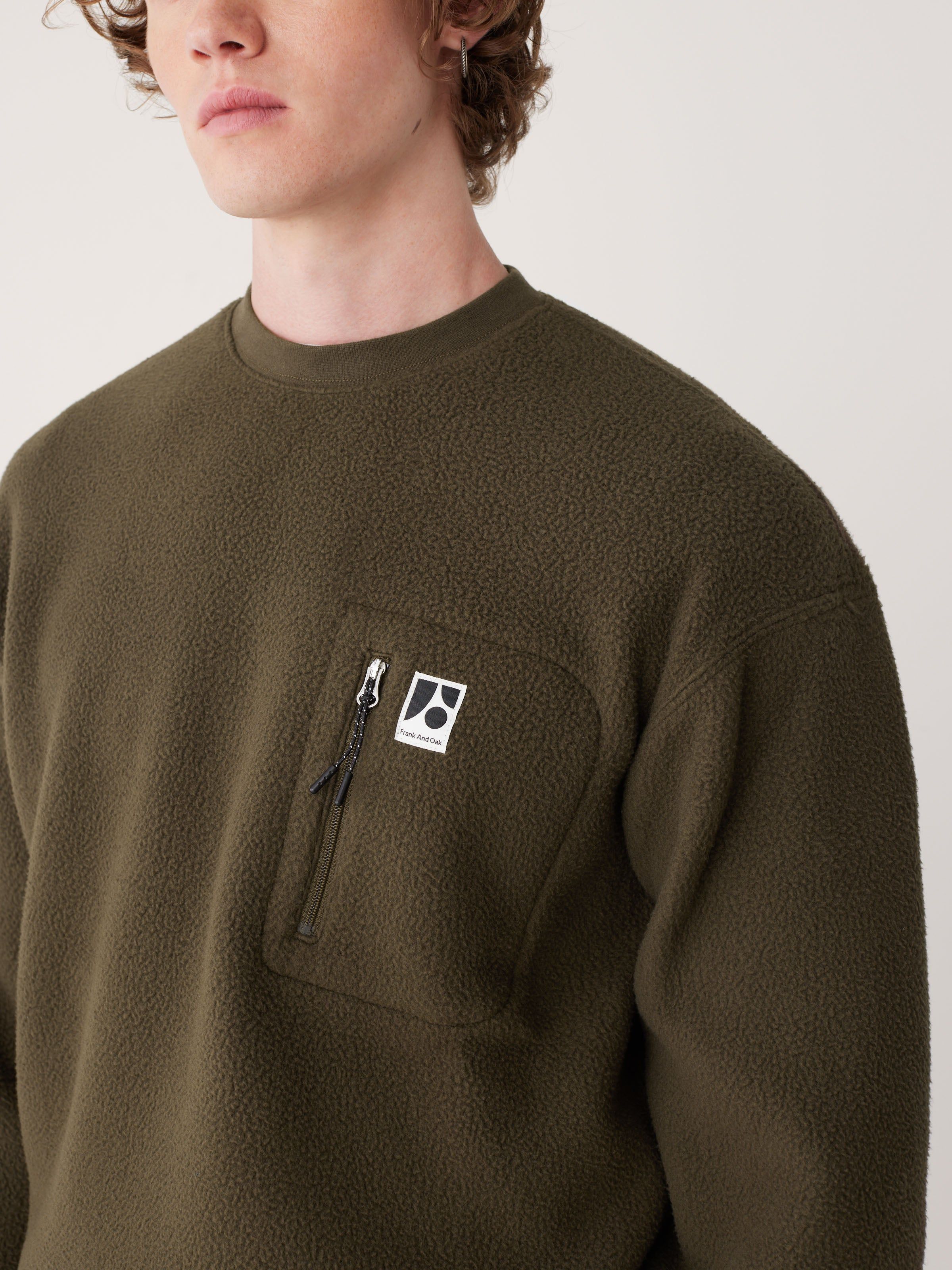The Explorer Polar Fleece Crewneck in Dark Taupe sold by Frank & Oak product image thumbnail 3