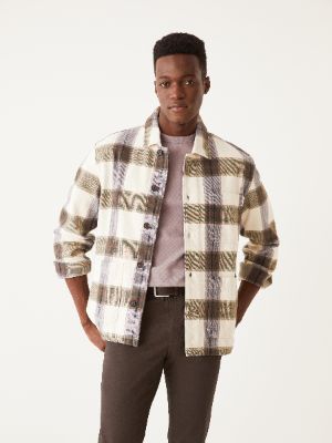 The Kapok Worker Overshirt in White Cream sold by Frank & Oak