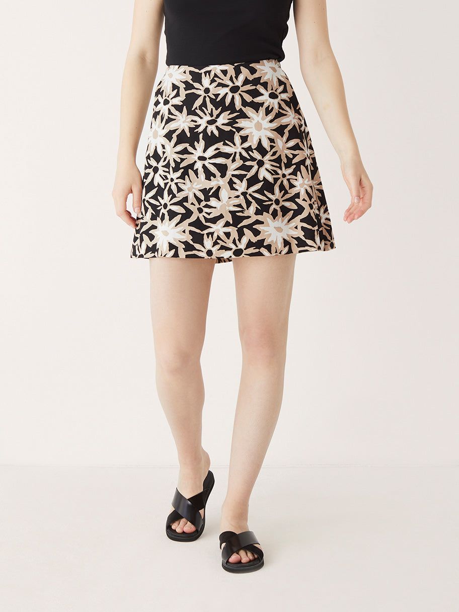 The Printed Mini Skirt in Black sold by Frank & Oak