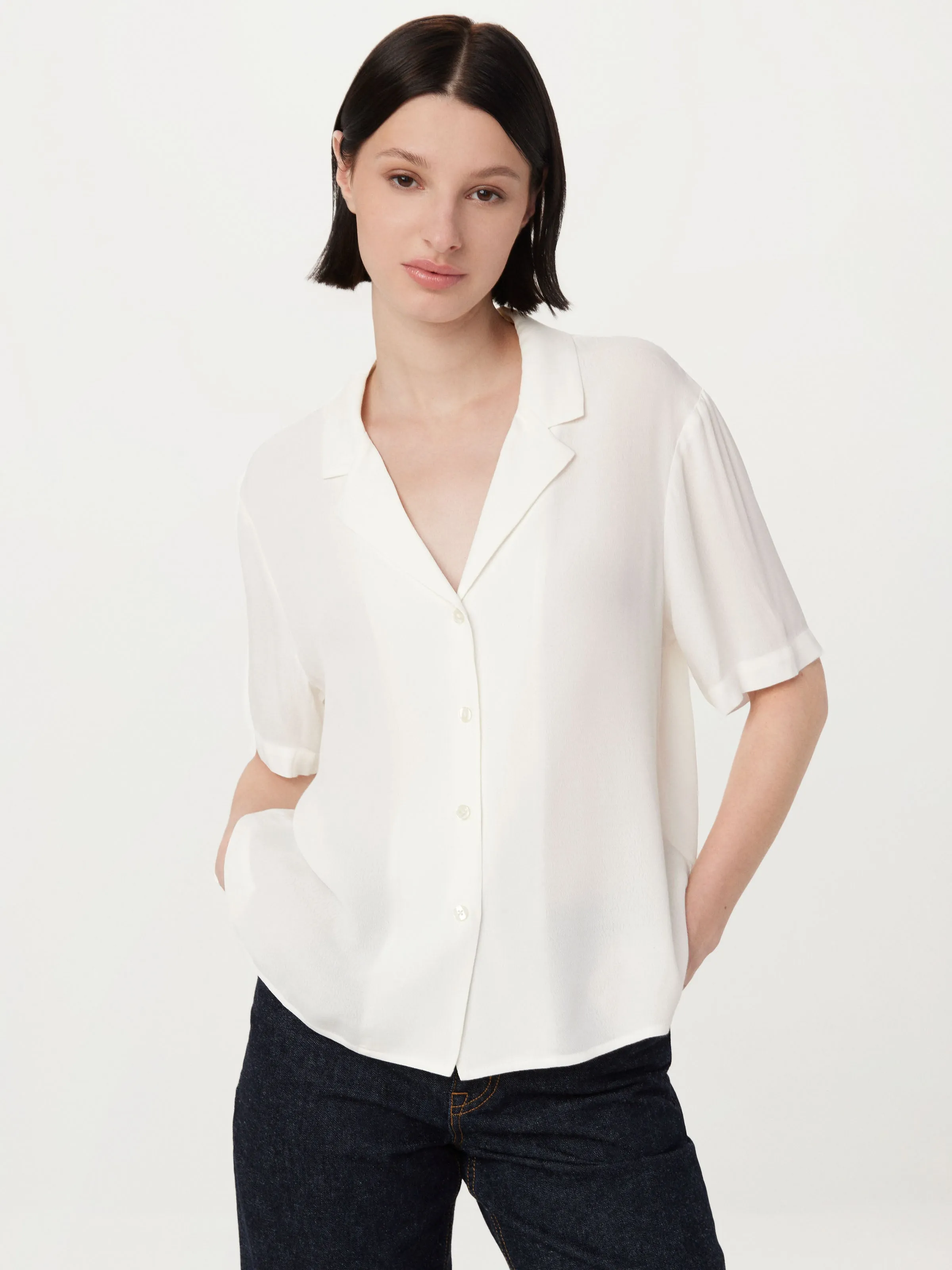 The Camp Collar Blouse in White sold by Frank & Oak