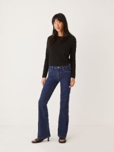 The Joan Mid Rise Bootcut Jean in Dark Indigo sold by Frank & Oak