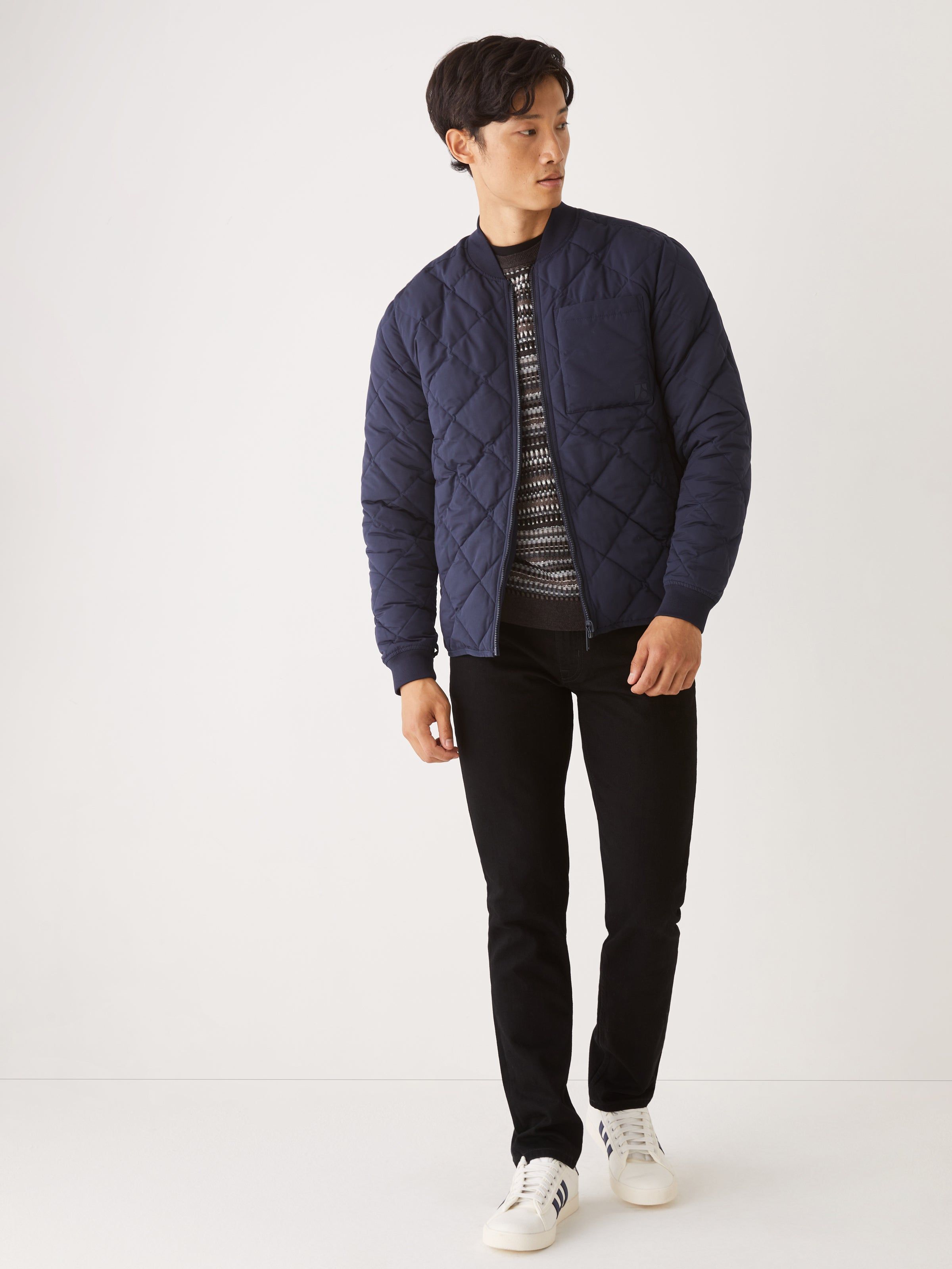The Varsity Skyline Reversible Bomber in Dark Blue sold by Frank & Oak product image thumbnail 4