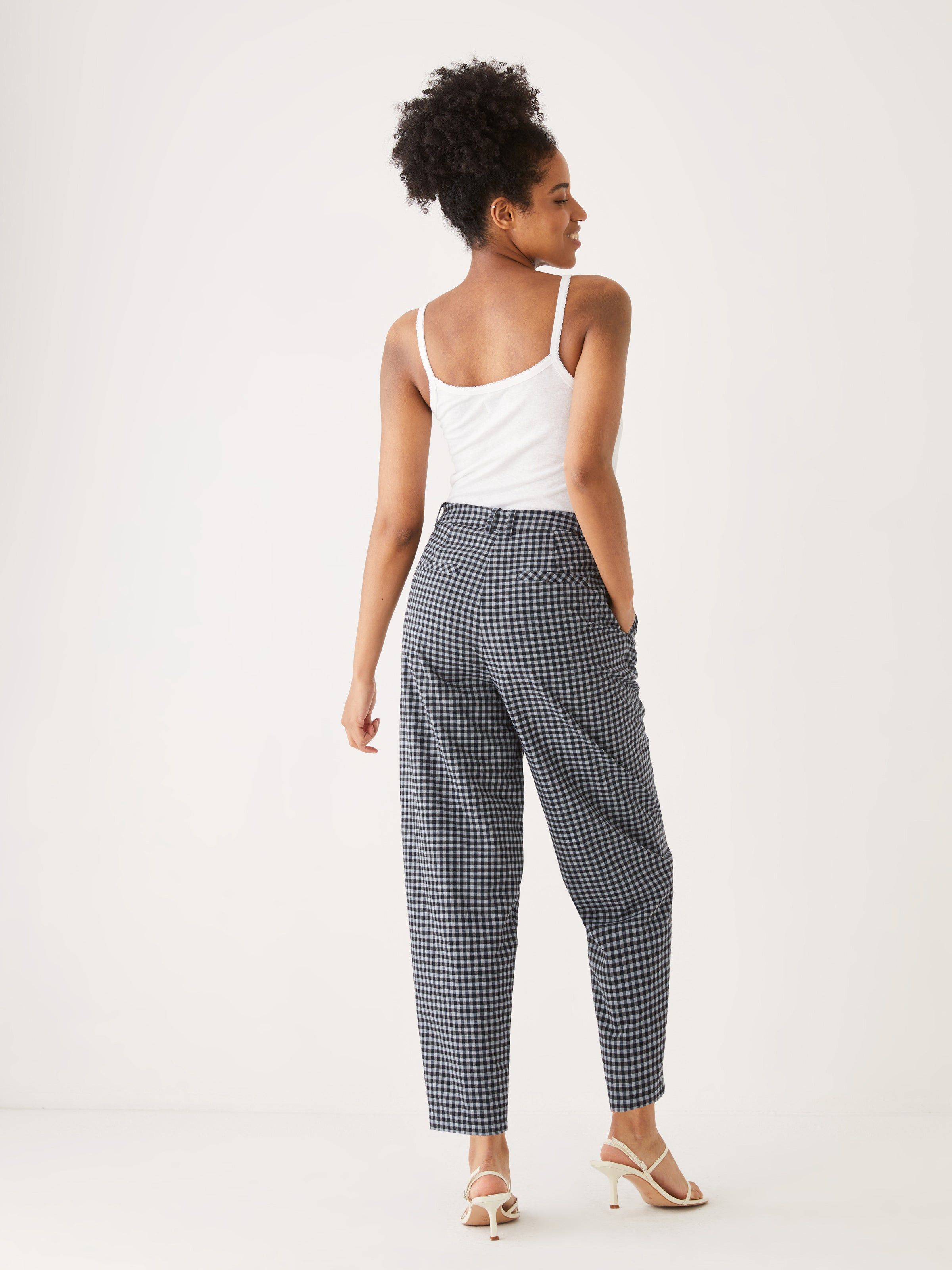 The Gingham Amelia Balloon Fit Pant in Navy sold by Frank & Oak product image thumbnail 3