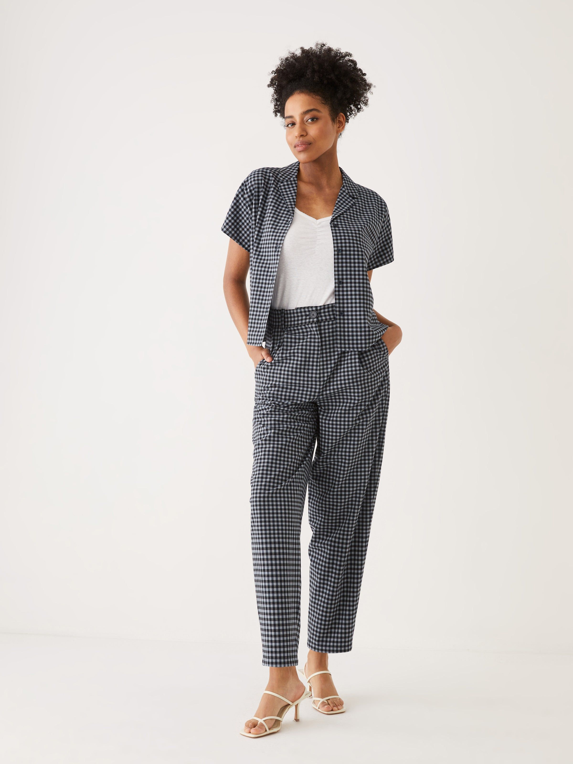 The Gingham Amelia Balloon Fit Pant in Navy sold by Frank & Oak product image thumbnail 6