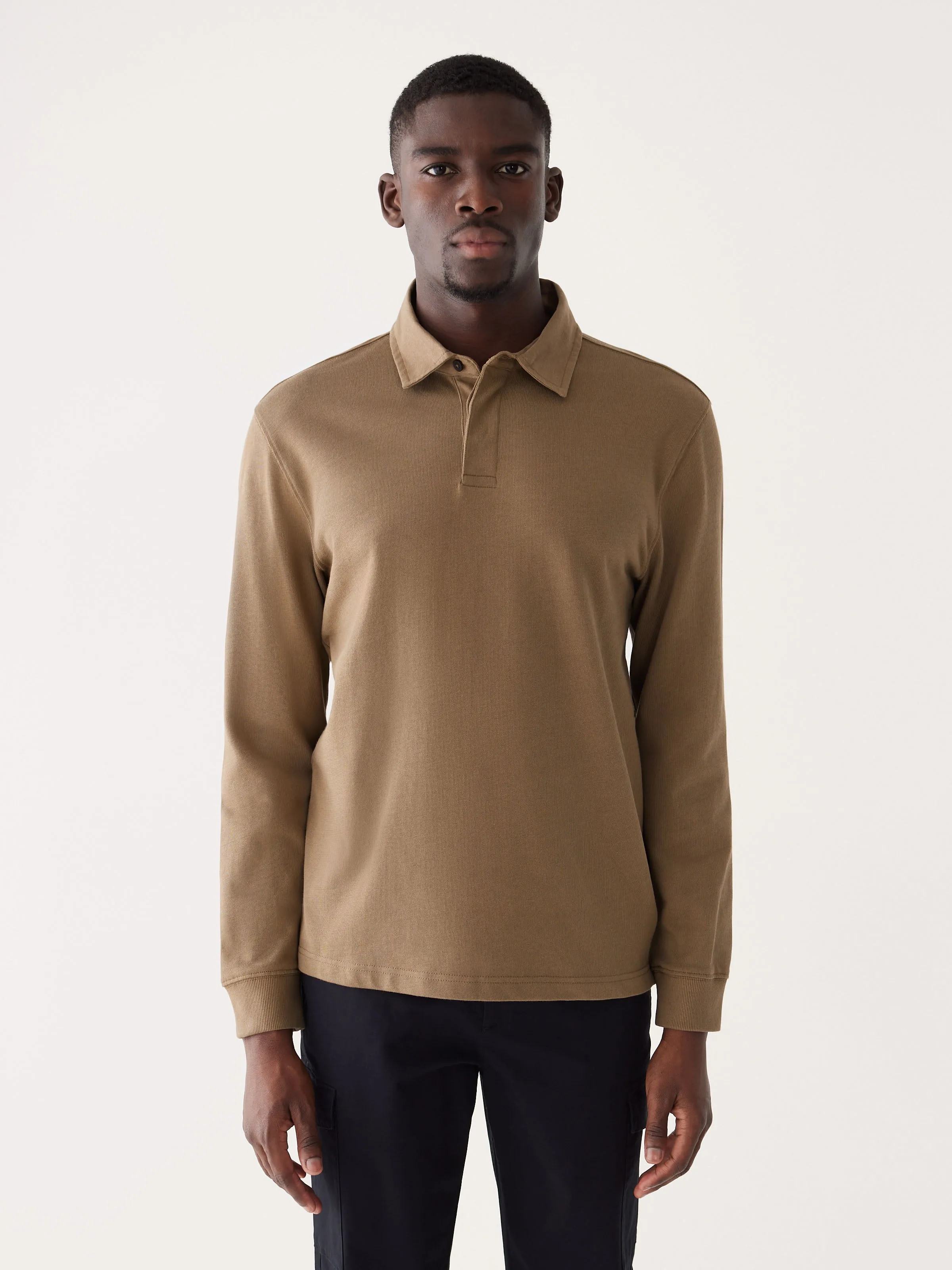 The Long Sleeve Rugby Polo in Umber sold by Frank & Oak product image thumbnail 3