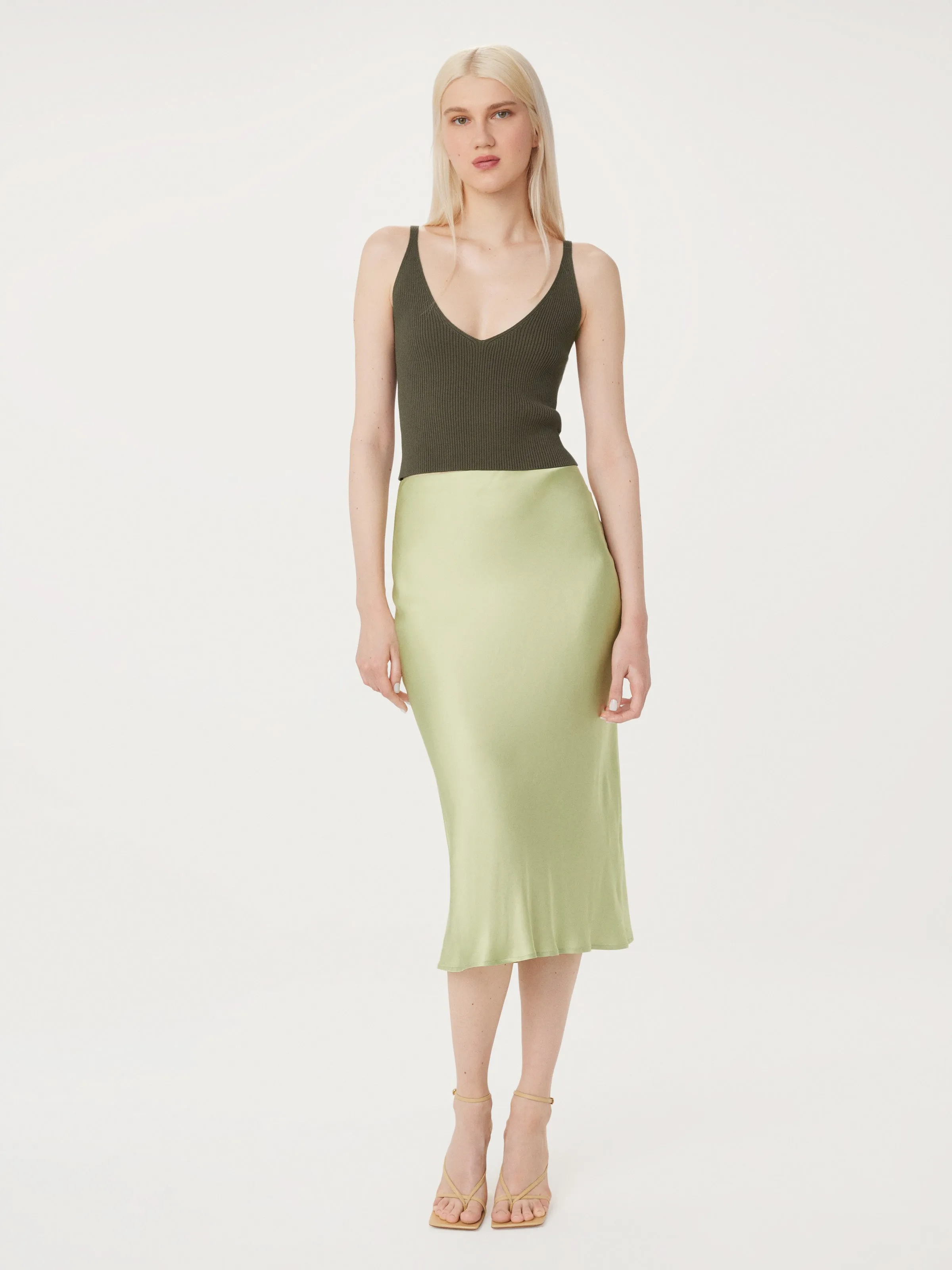 The Satin Maxi Skirt in Lichen sold by Frank & Oak product image thumbnail 5