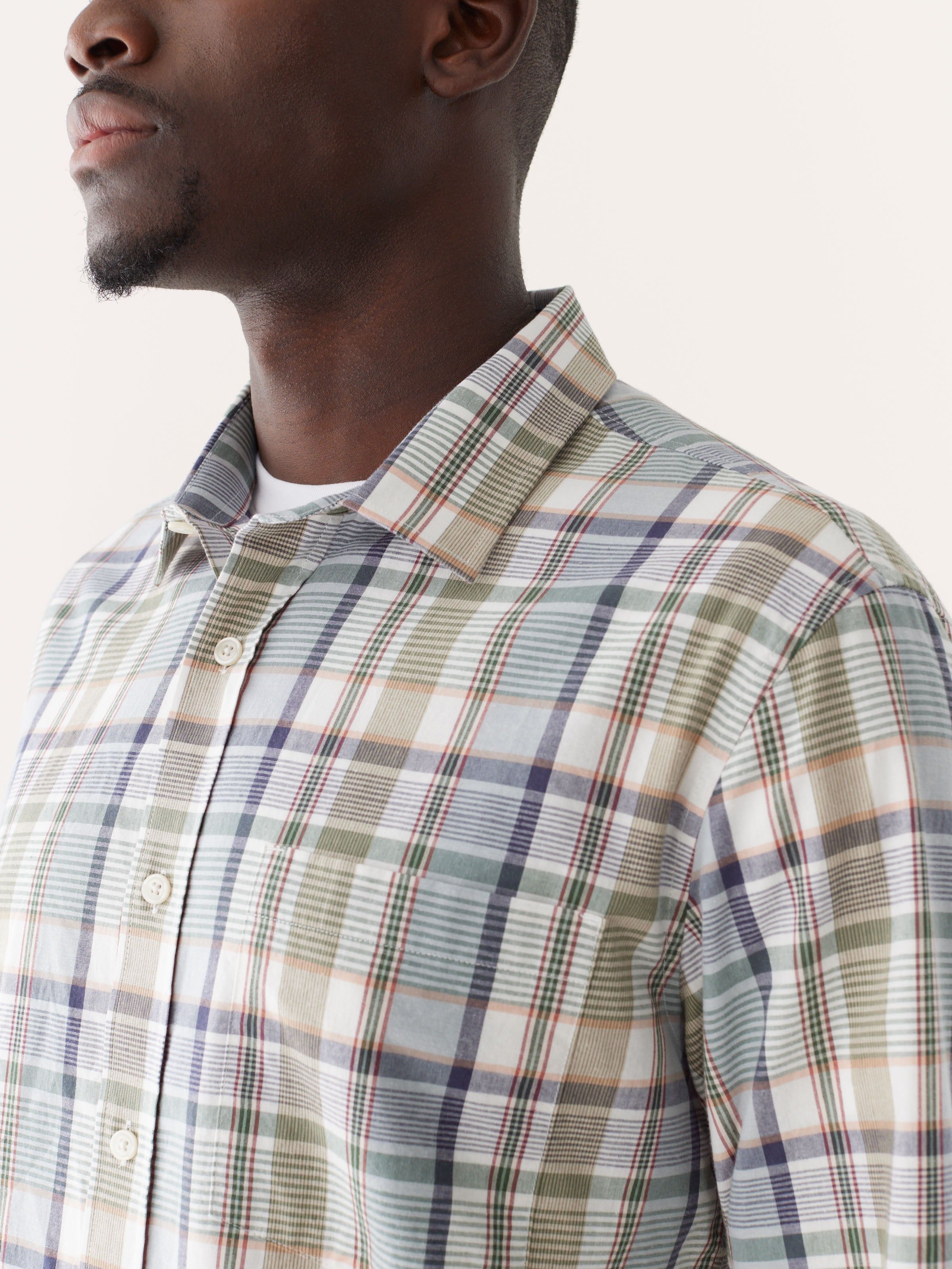 The Plaid Poplin Shirt in Evergreen sold by Frank & Oak product image thumbnail 4