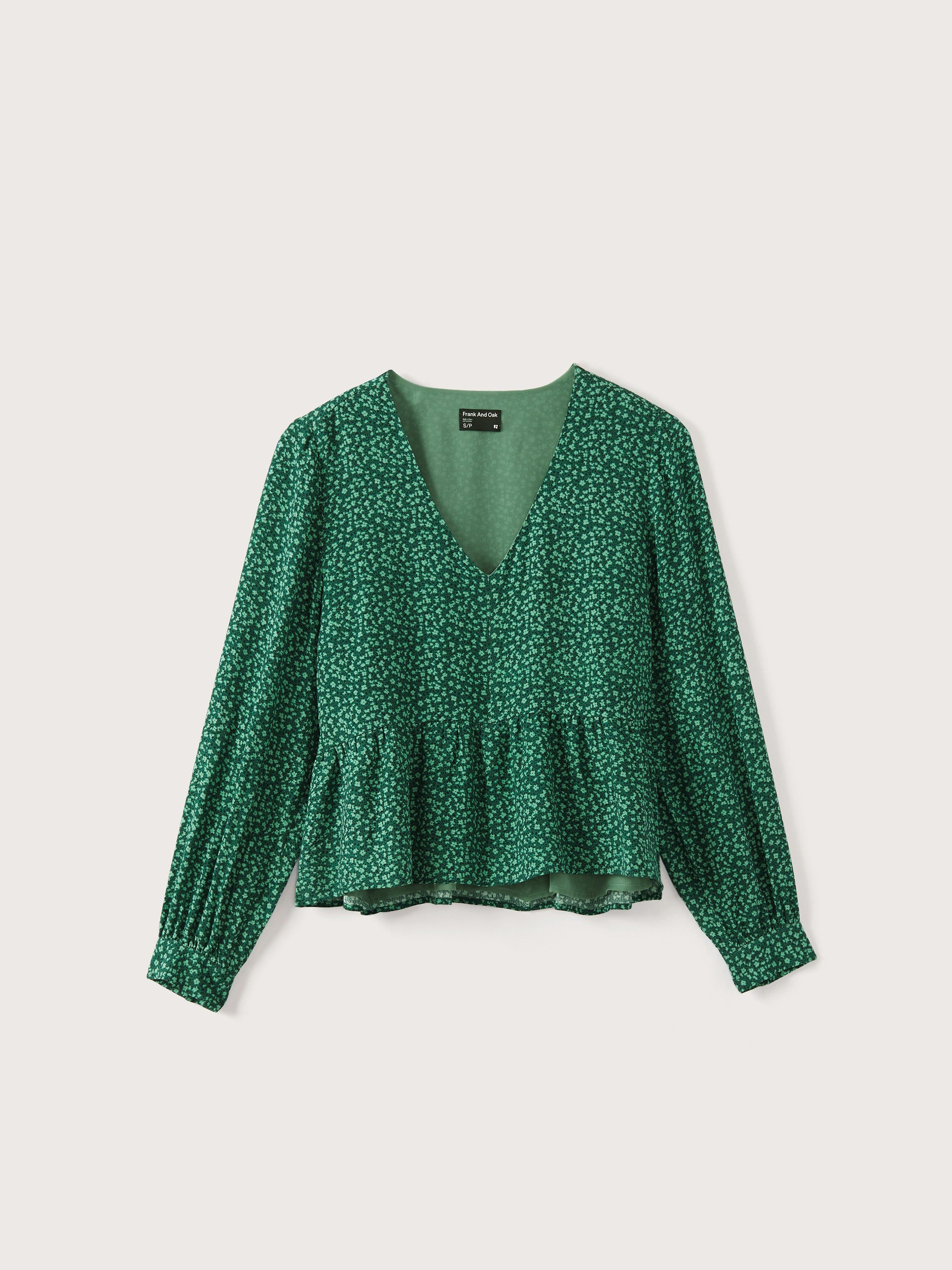 The Floral Chiffon Top in Evergreen sold by Frank & Oak product image thumbnail 5