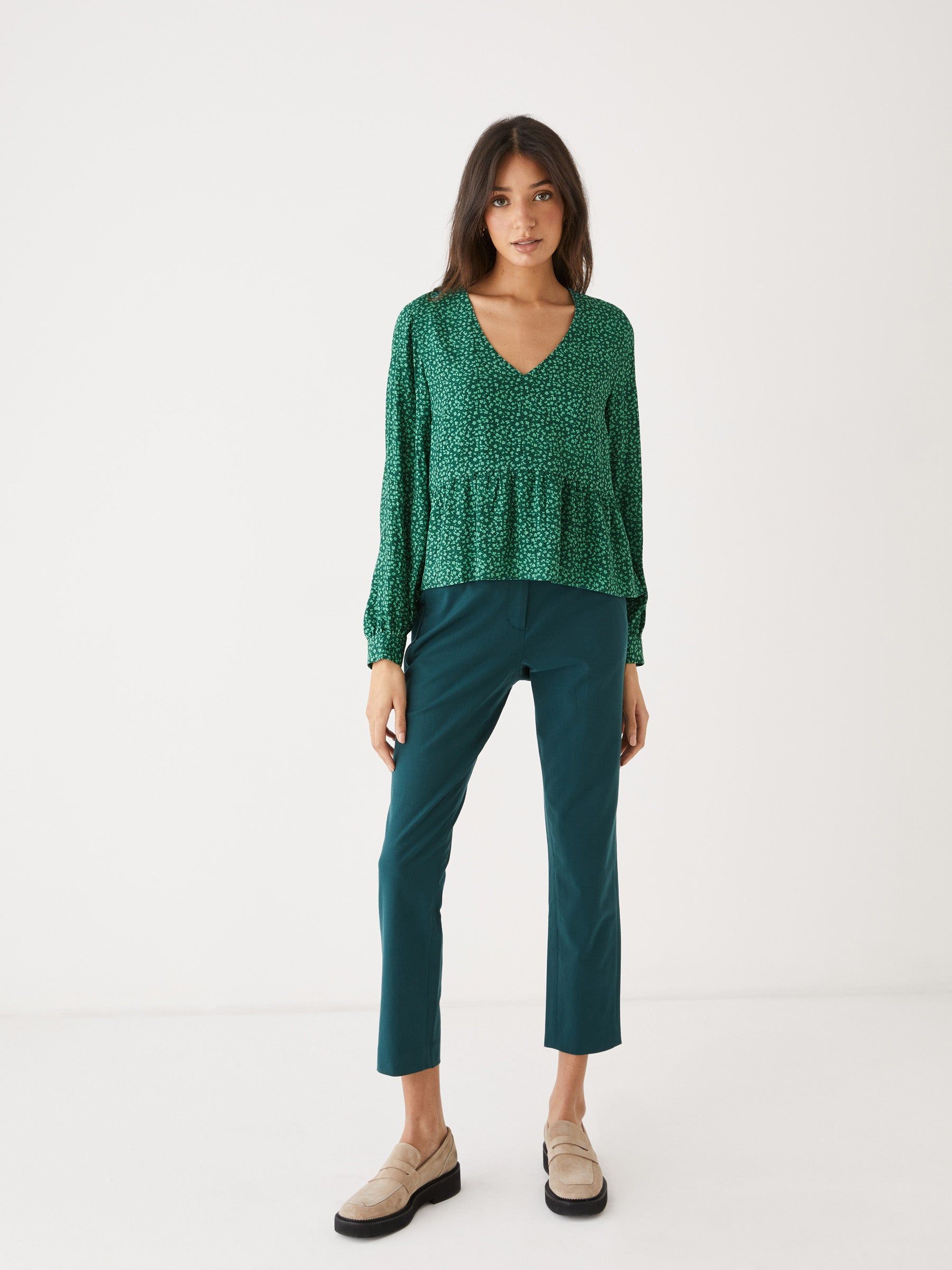 The Floral Chiffon Top in Evergreen sold by Frank & Oak product image thumbnail 3