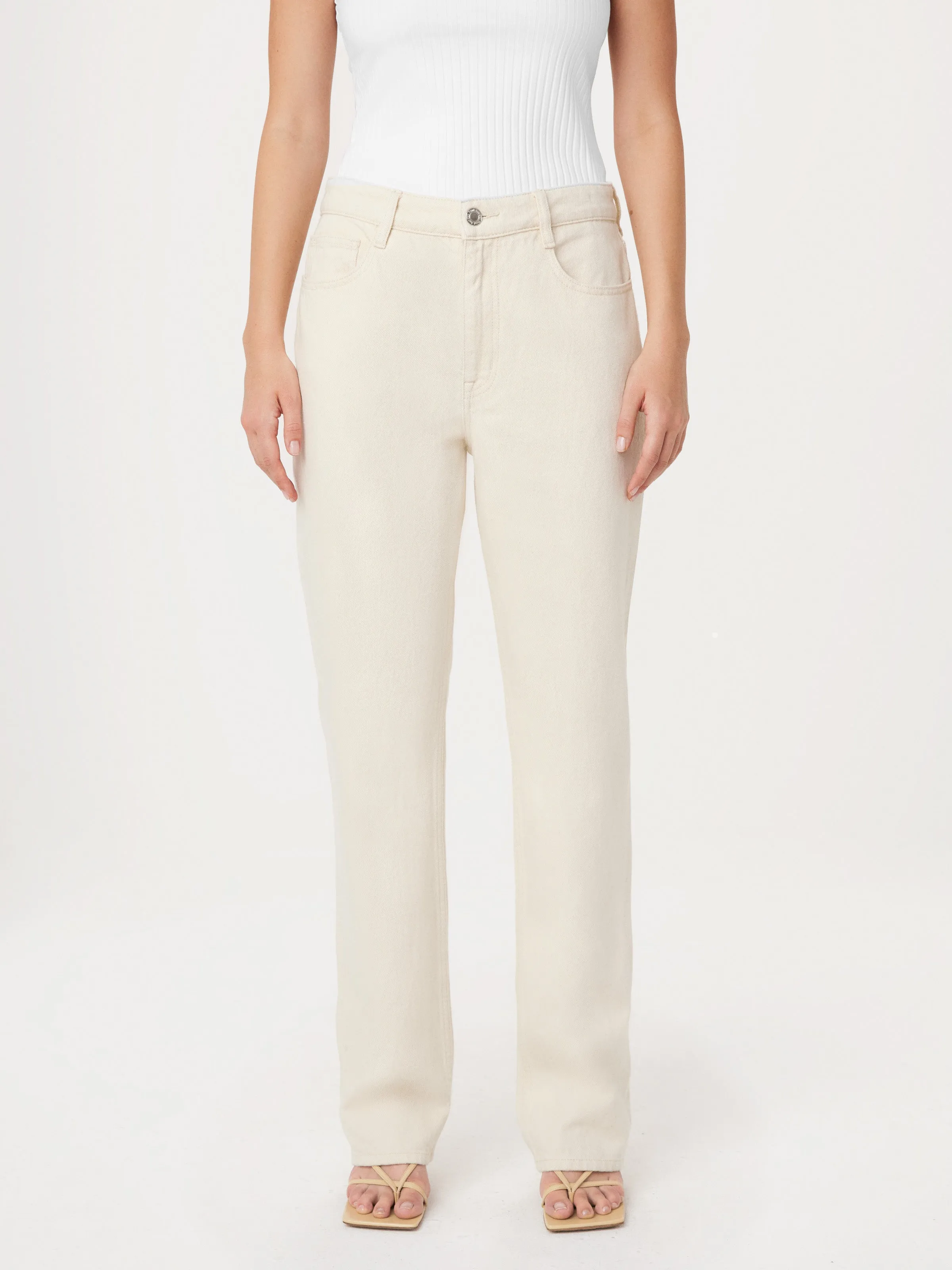 The Cyndi Straight Jean in White sold by Frank & Oak