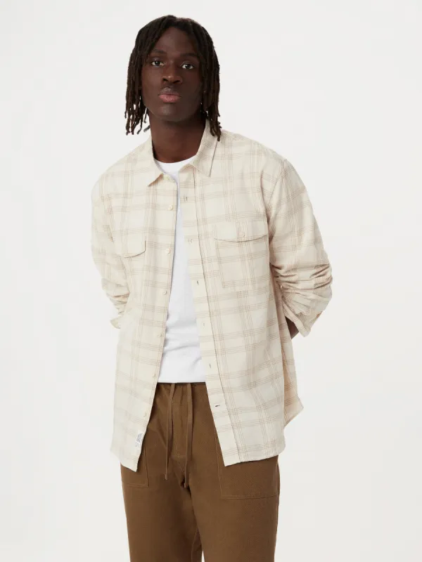 The Long Sleeve Hemp Shirt in Light Beige sold by Frank & Oak