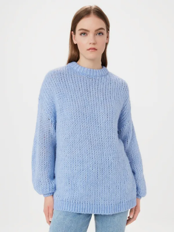 The Loose Fuzzy Sweater in Peony Blue sold by Frank & Oak