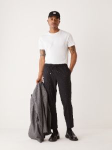 The Striped Pull-On Pant in Midnight Blue sold by Frank & Oak