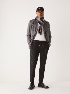 The Striped Pull-On Pant in Midnight Blue sold by Frank & Oak