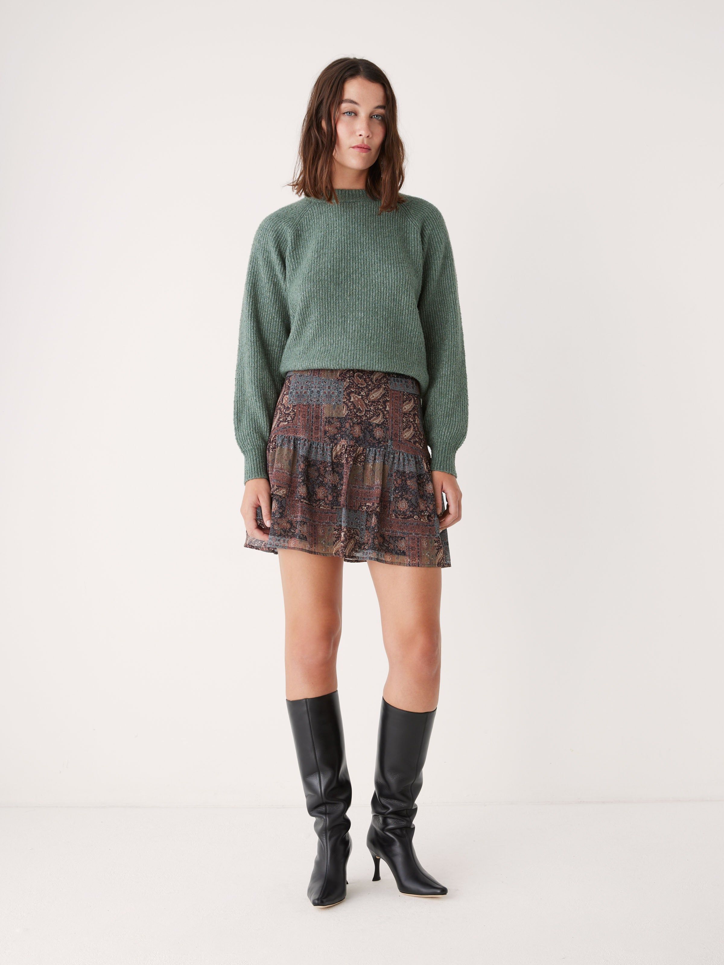 The Chiffon Mini Skirt in Elderberry sold by Frank & Oak