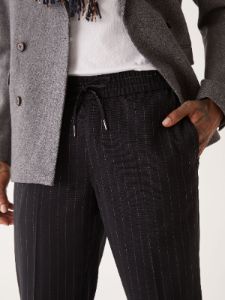 The Striped Pull-On Pant in Midnight Blue sold by Frank & Oak