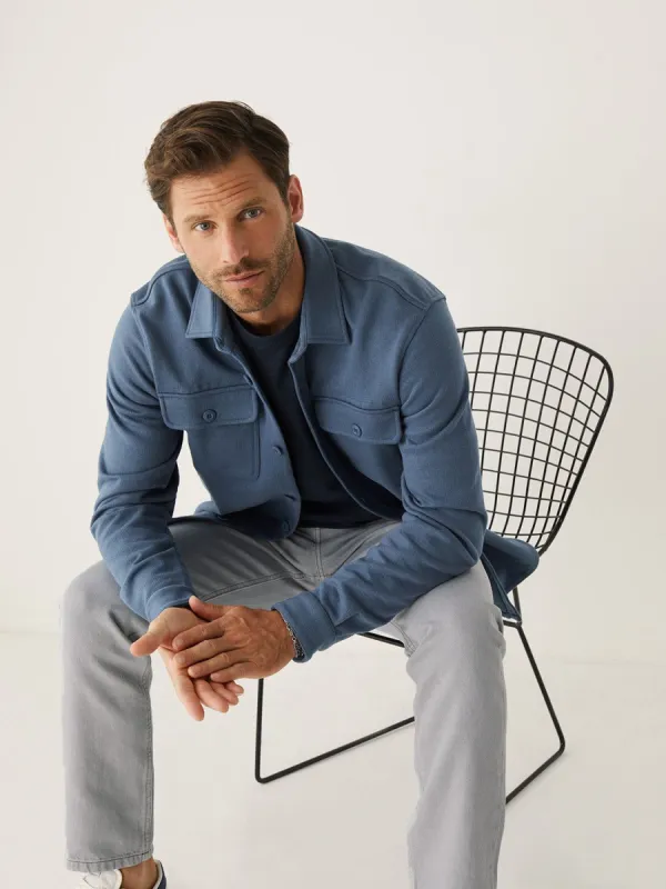 The French Terry Overshirt in Stormy Blue sold by Frank & Oak