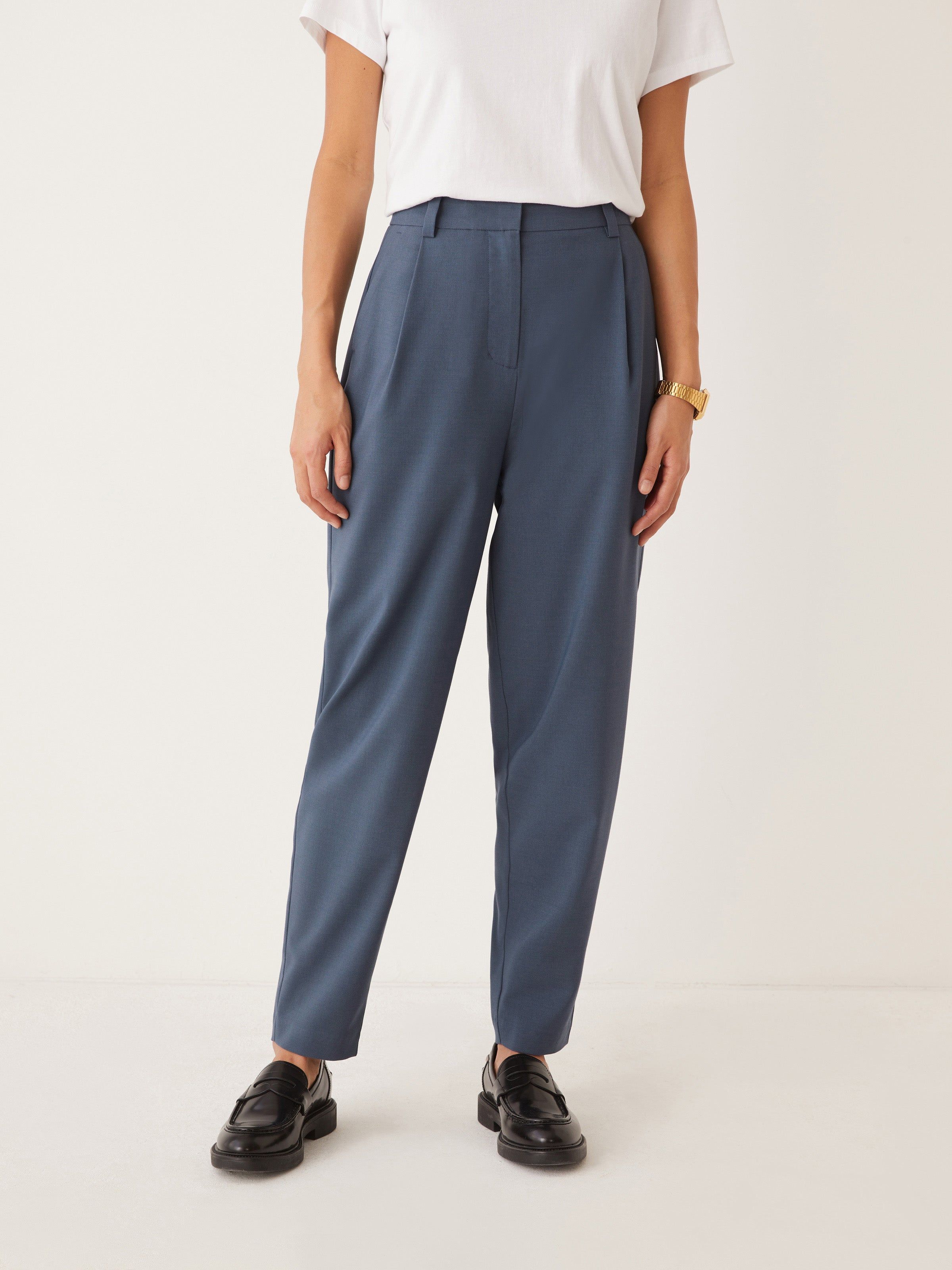 The Amelia Balloon Fit Pant in Slate Blue sold by Frank & Oak