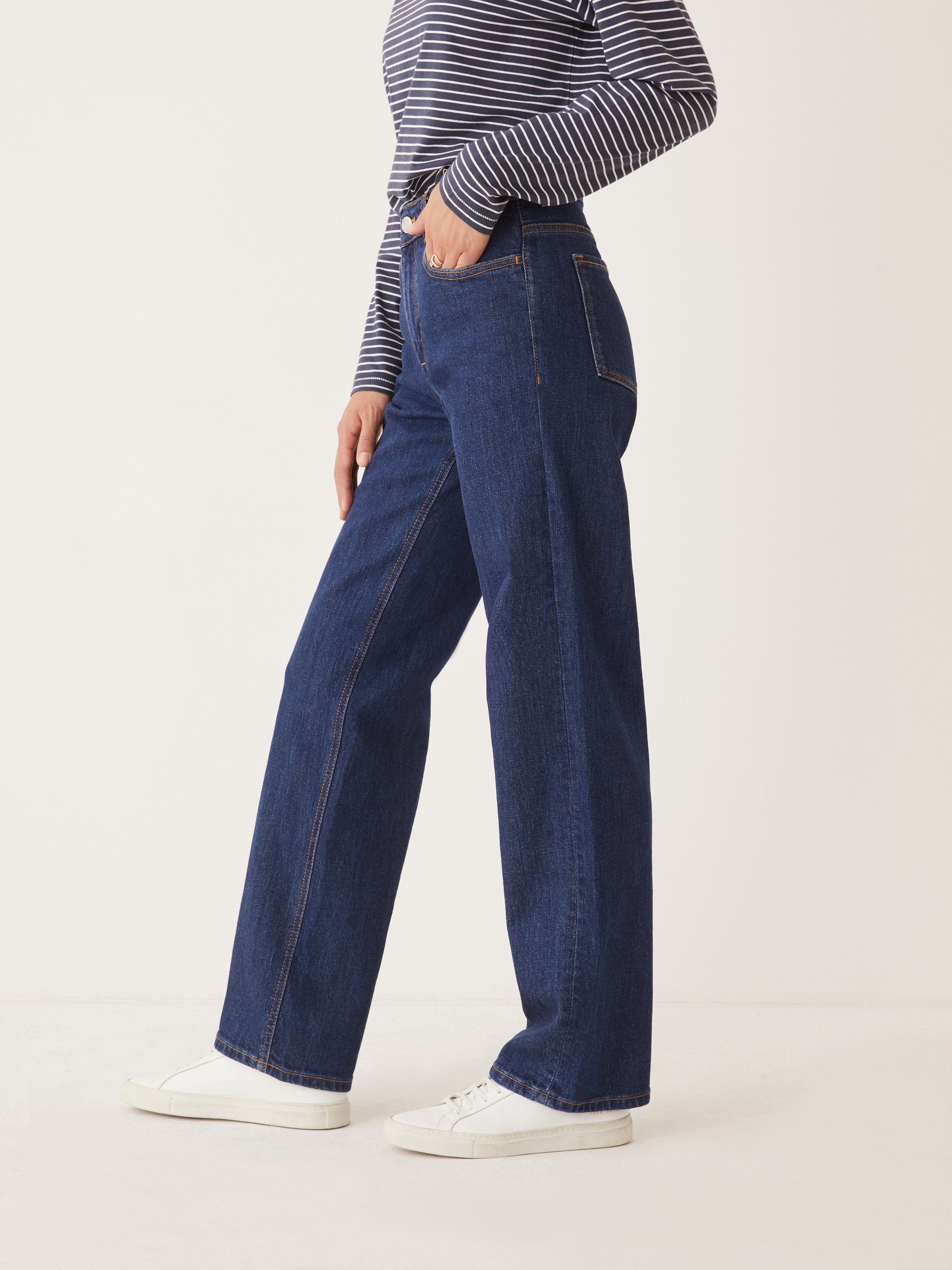 The High Rise Marianne Relaxed Straight Fit Jean in Dark Indigo sold by Frank & Oak product image thumbnail 4