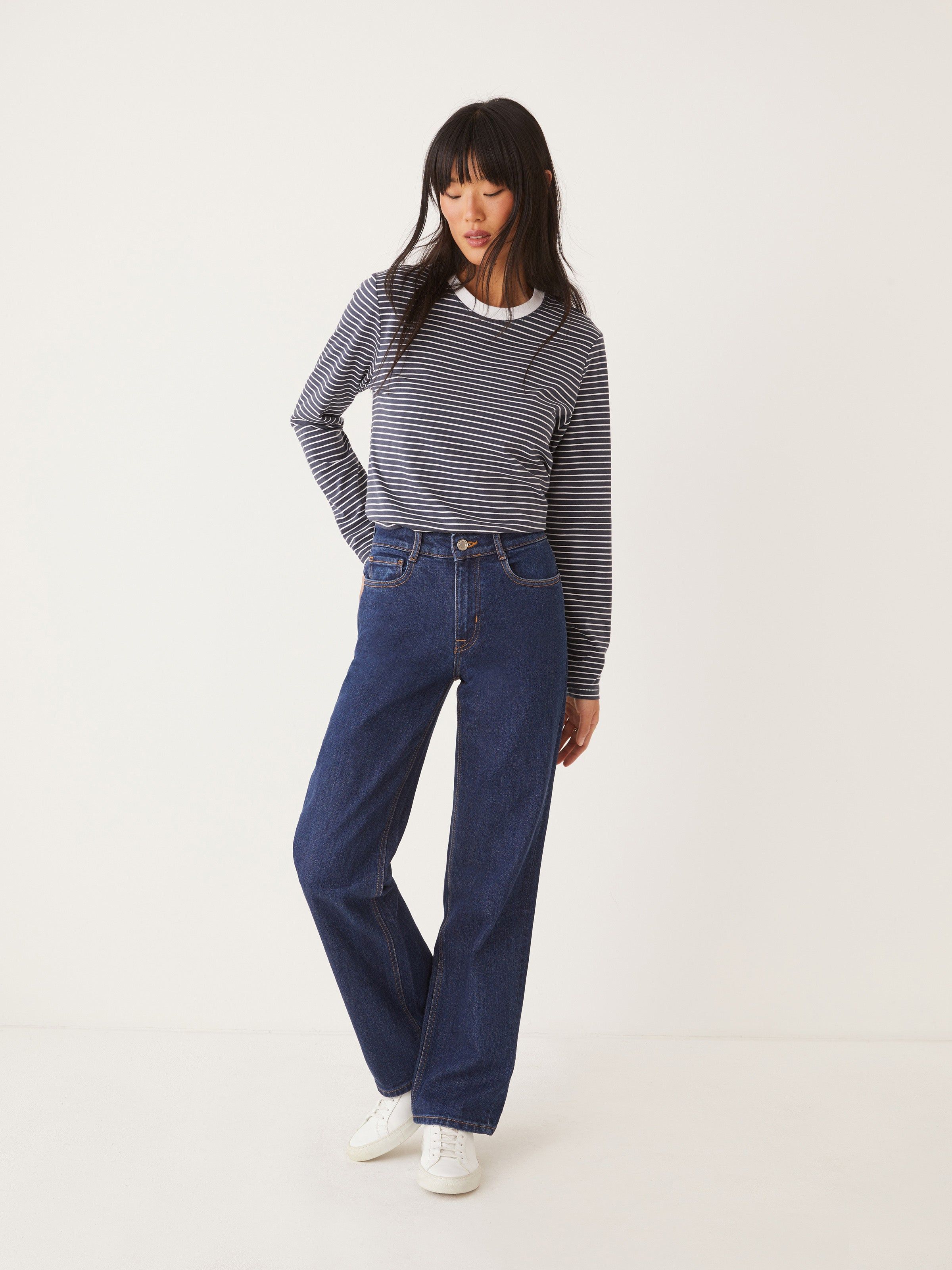 The High Rise Marianne Relaxed Straight Fit Jean in Dark Indigo sold by Frank & Oak product image thumbnail 6