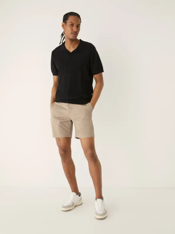 The Linen Knit Polo Shirt in Black sold by Frank & Oak