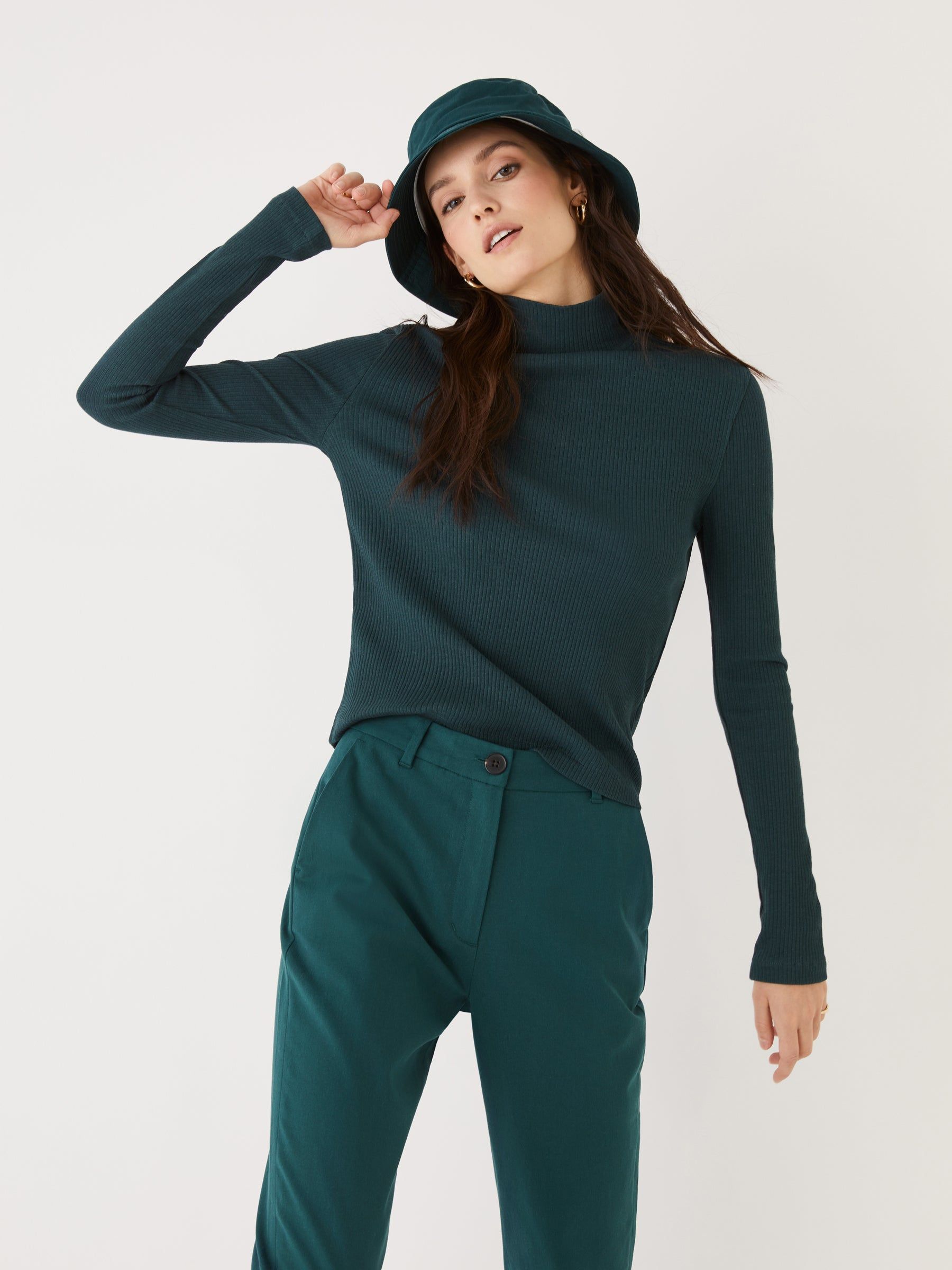 The Ribbed Long Sleeve Mockneck in Dark Green sold by Frank & Oak product image thumbnail 2