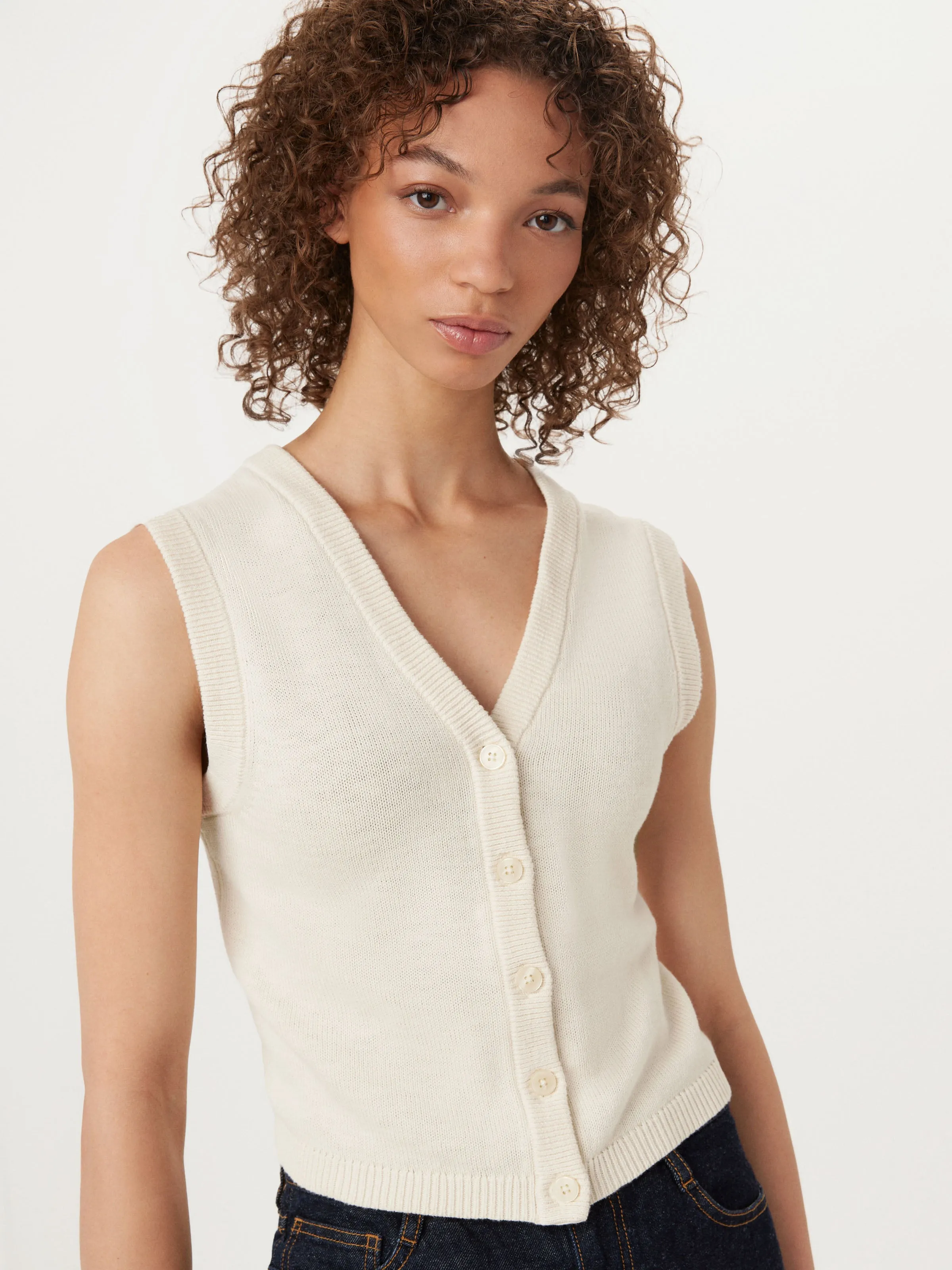 The Button-Up Sweater Vest in Vanilla sold by Frank & Oak product image thumbnail 2