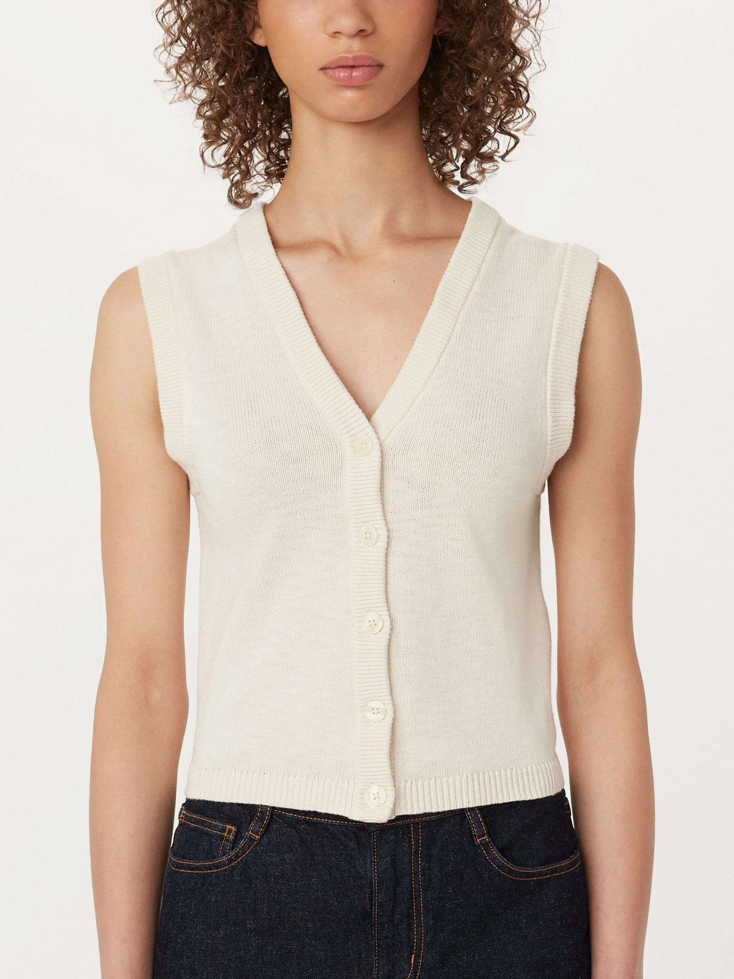 The Button-Up Sweater Vest in Vanilla sold by Frank & Oak product image thumbnail 3