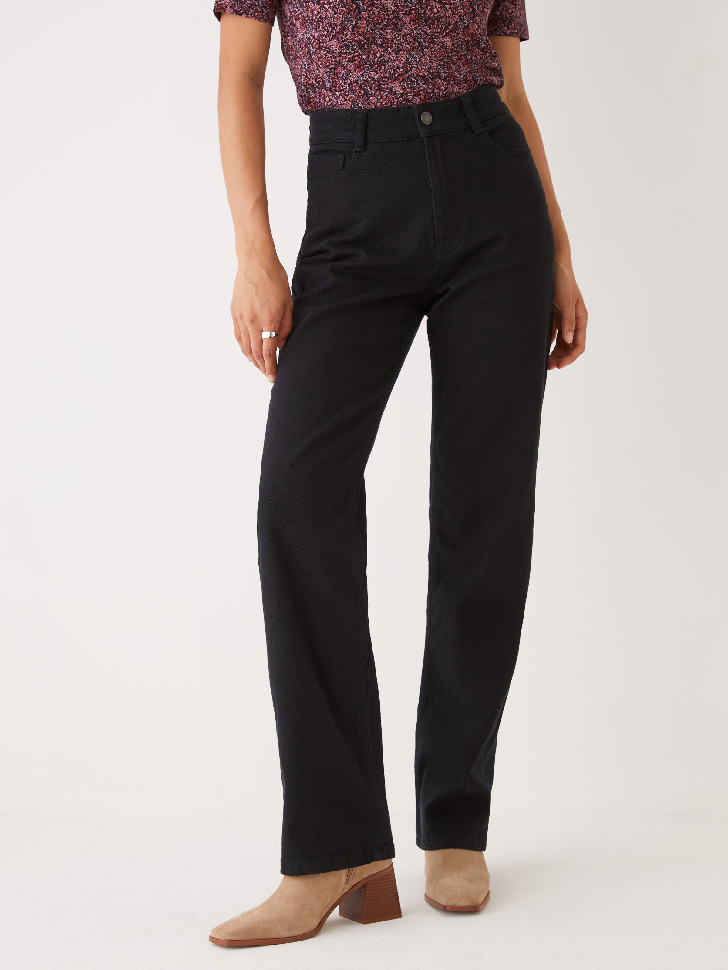 The Jane Straight Leg Pant in Black sold by Frank & Oak