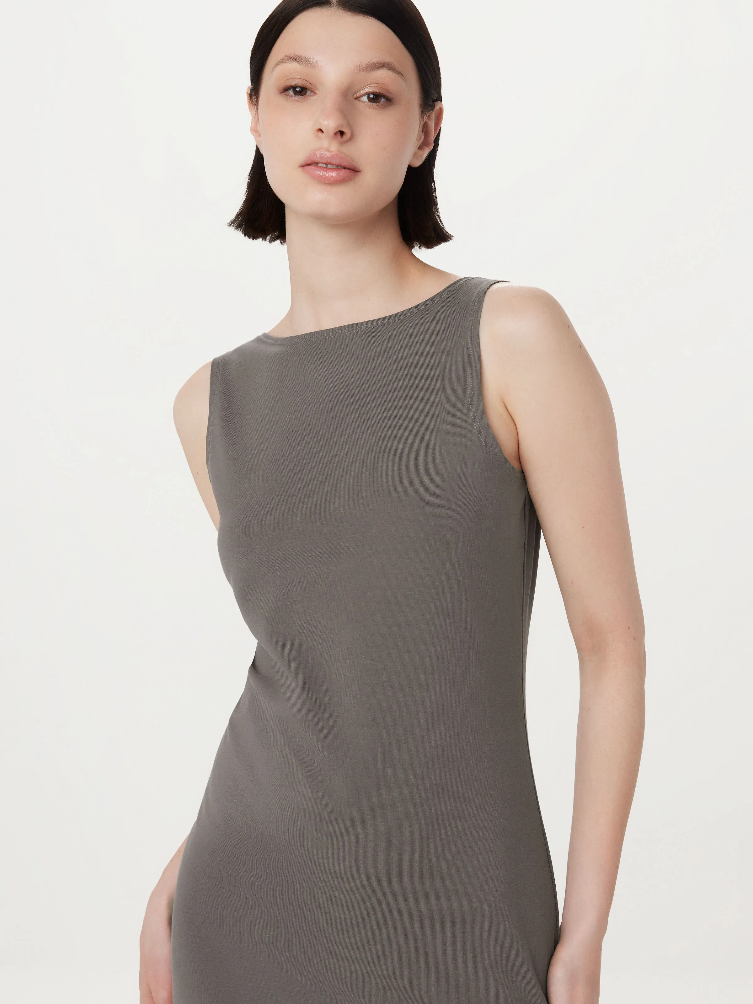 The Boat Neck Maxi Dress in Dark Grey sold by Frank & Oak