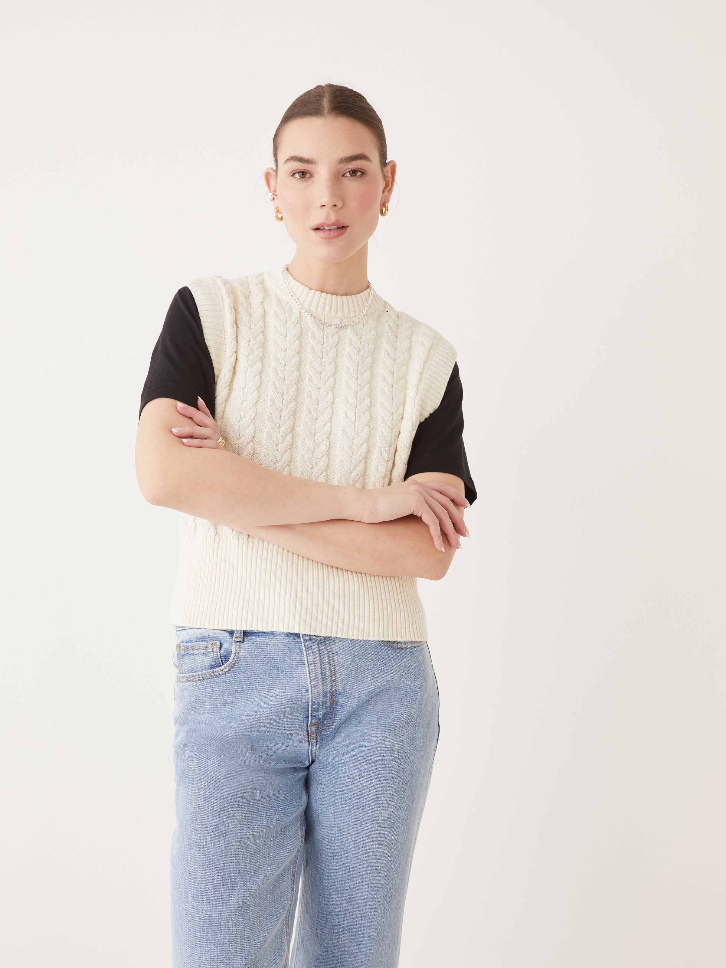 The Knitted Sweater Vest in White sold by Frank & Oak product image thumbnail 2