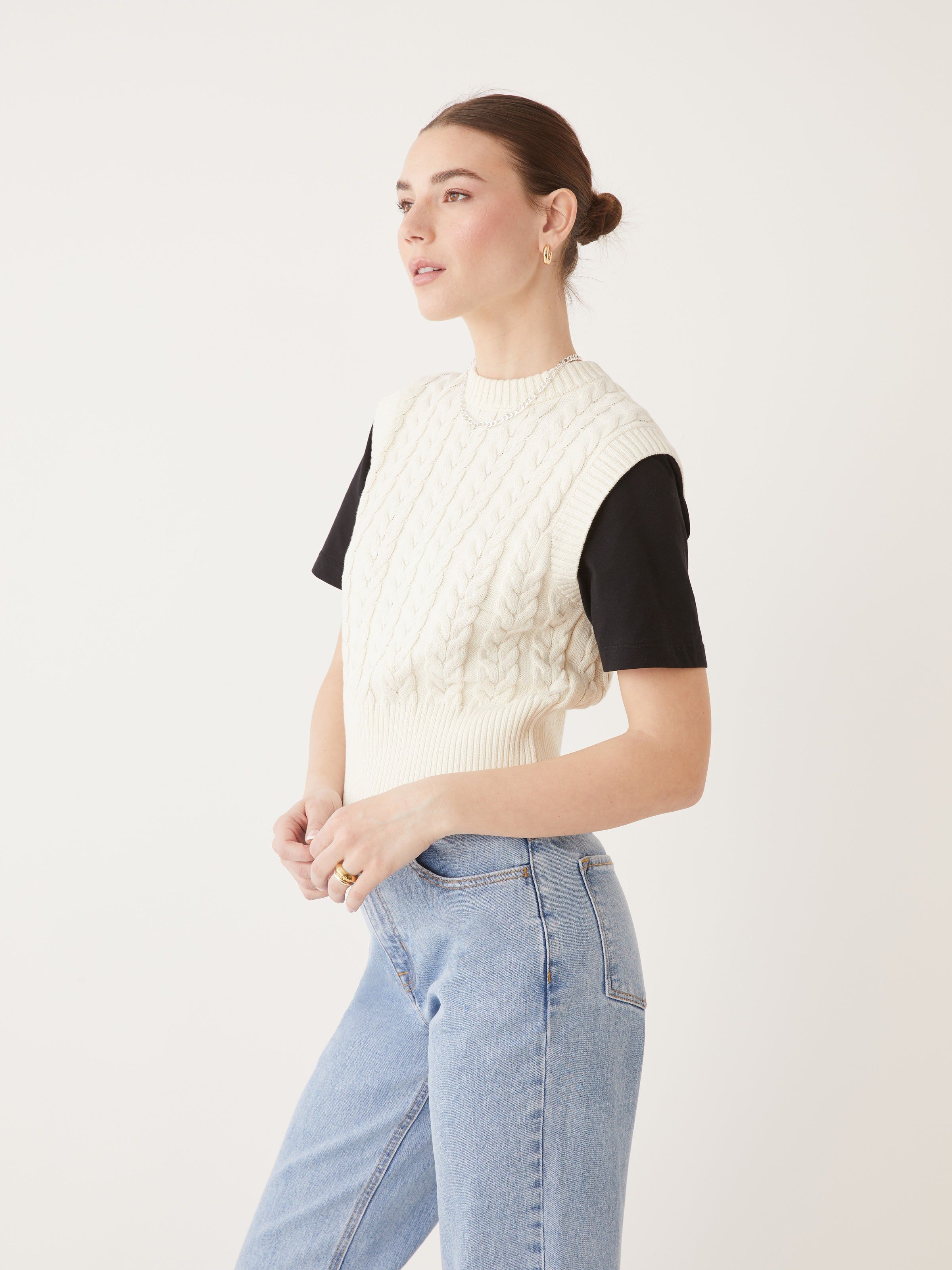 The Knitted Sweater Vest in White sold by Frank & Oak product image thumbnail 3