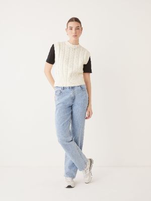 The Knitted Sweater Vest in White made by Frank & Oak