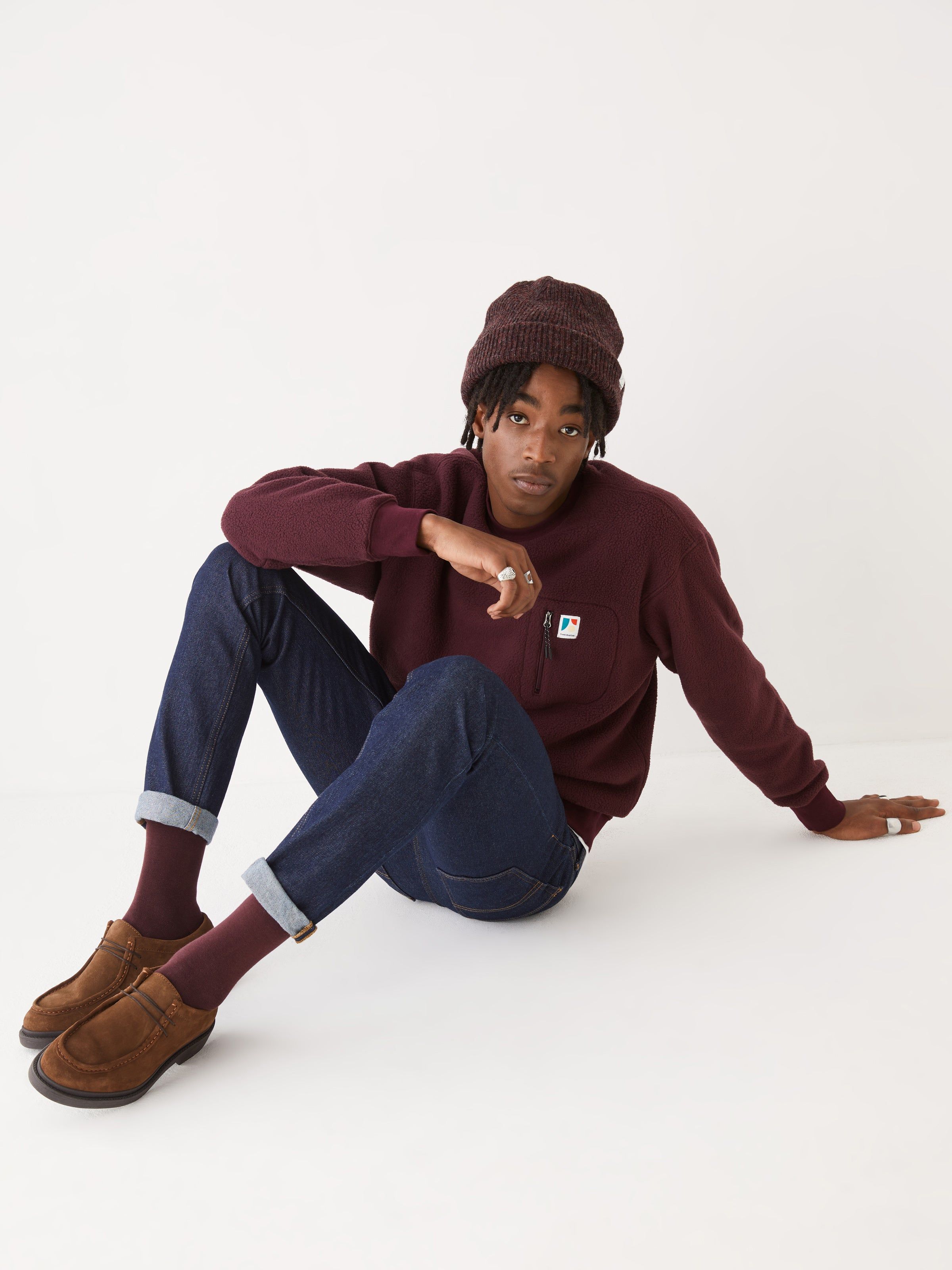 The Polar Fleece Crewneck Sweater in Dark Red sold by Frank & Oak product image thumbnail 4